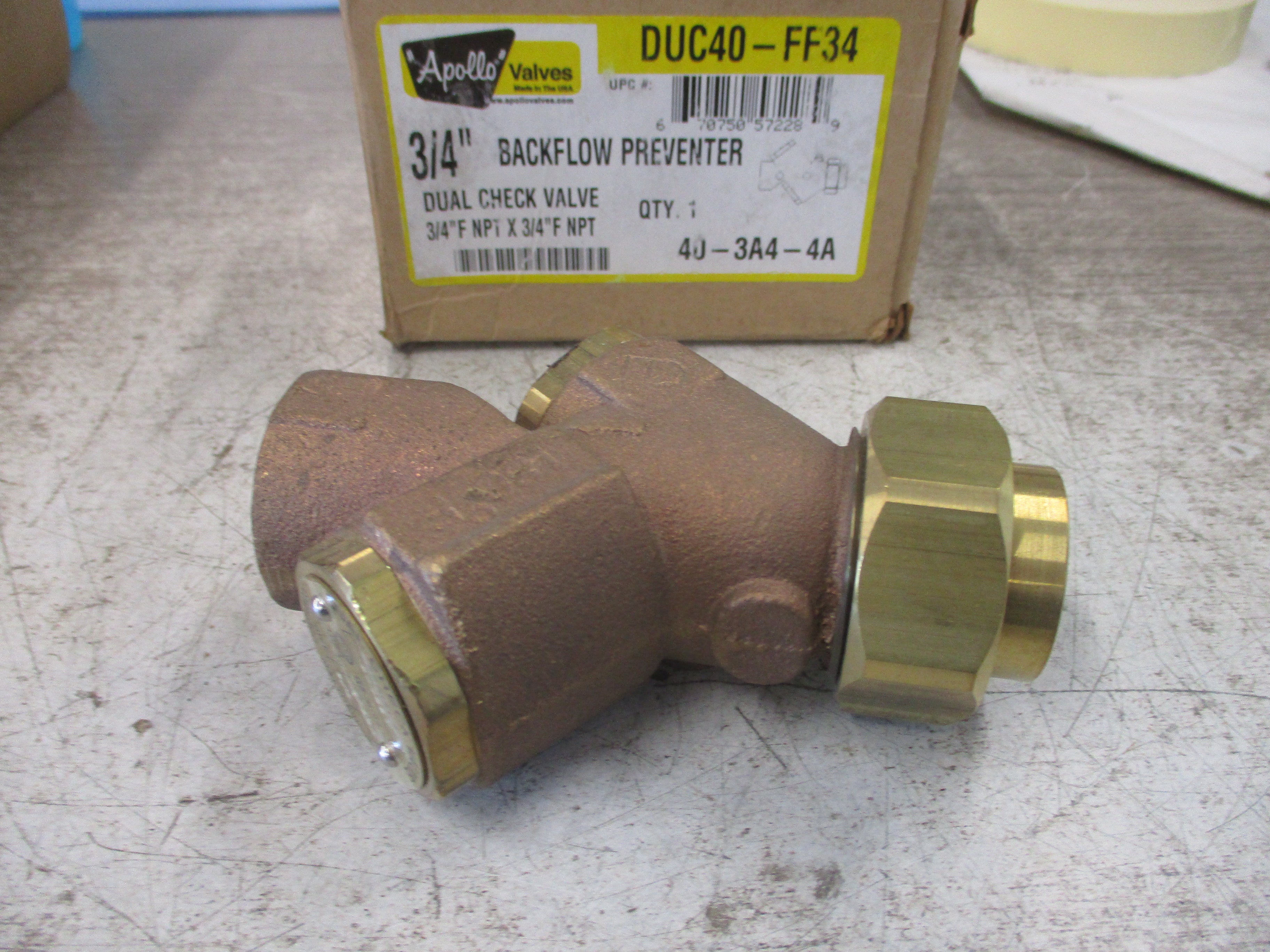 Apollo Backflow Preventer Dual Check Valve DUC40-FF34 3/4" New Surplus