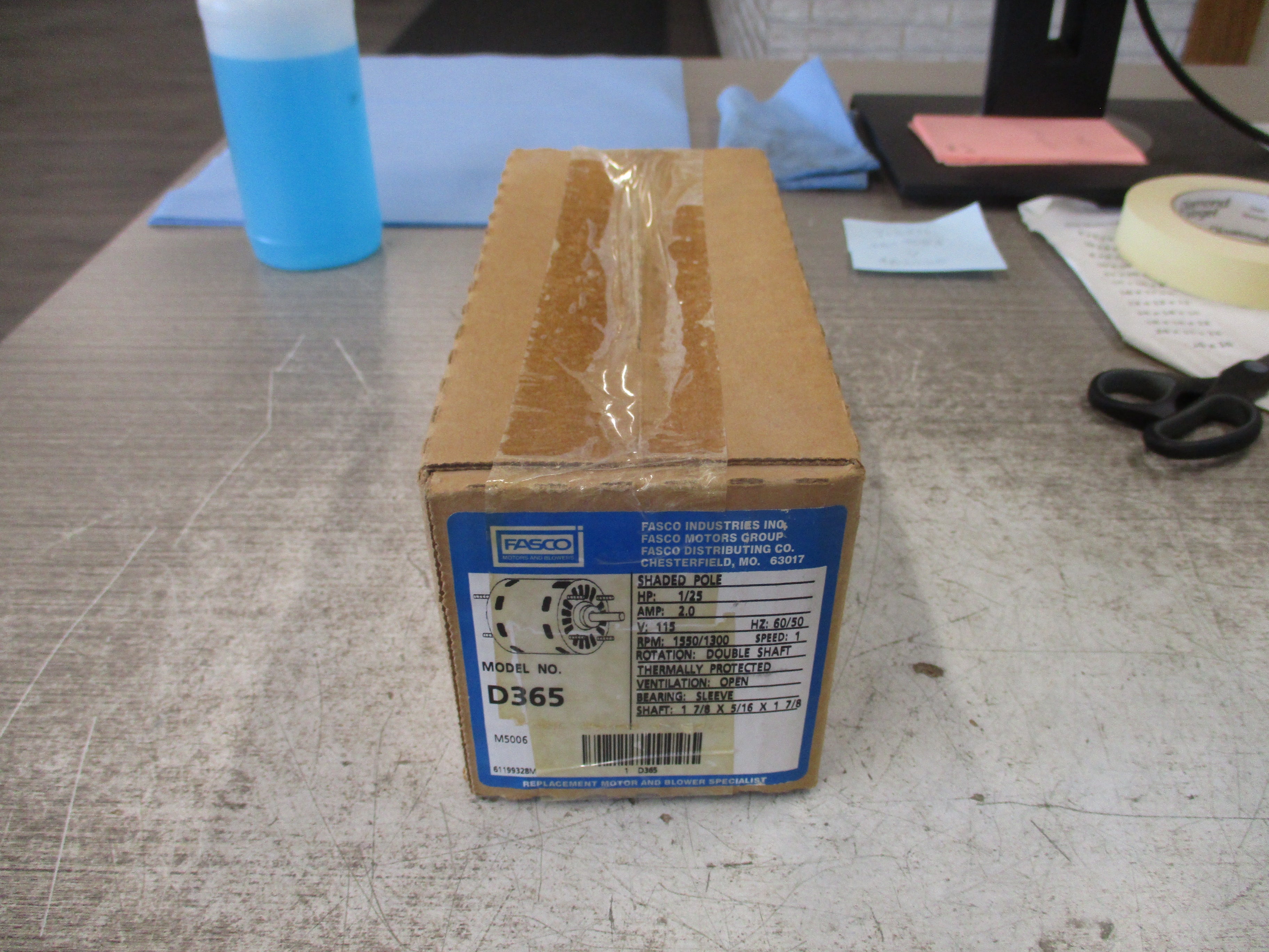 Fasco Motor D365 1/25HP 2.0A 115V 60/50Hz 1550/1300RPM New Surplus