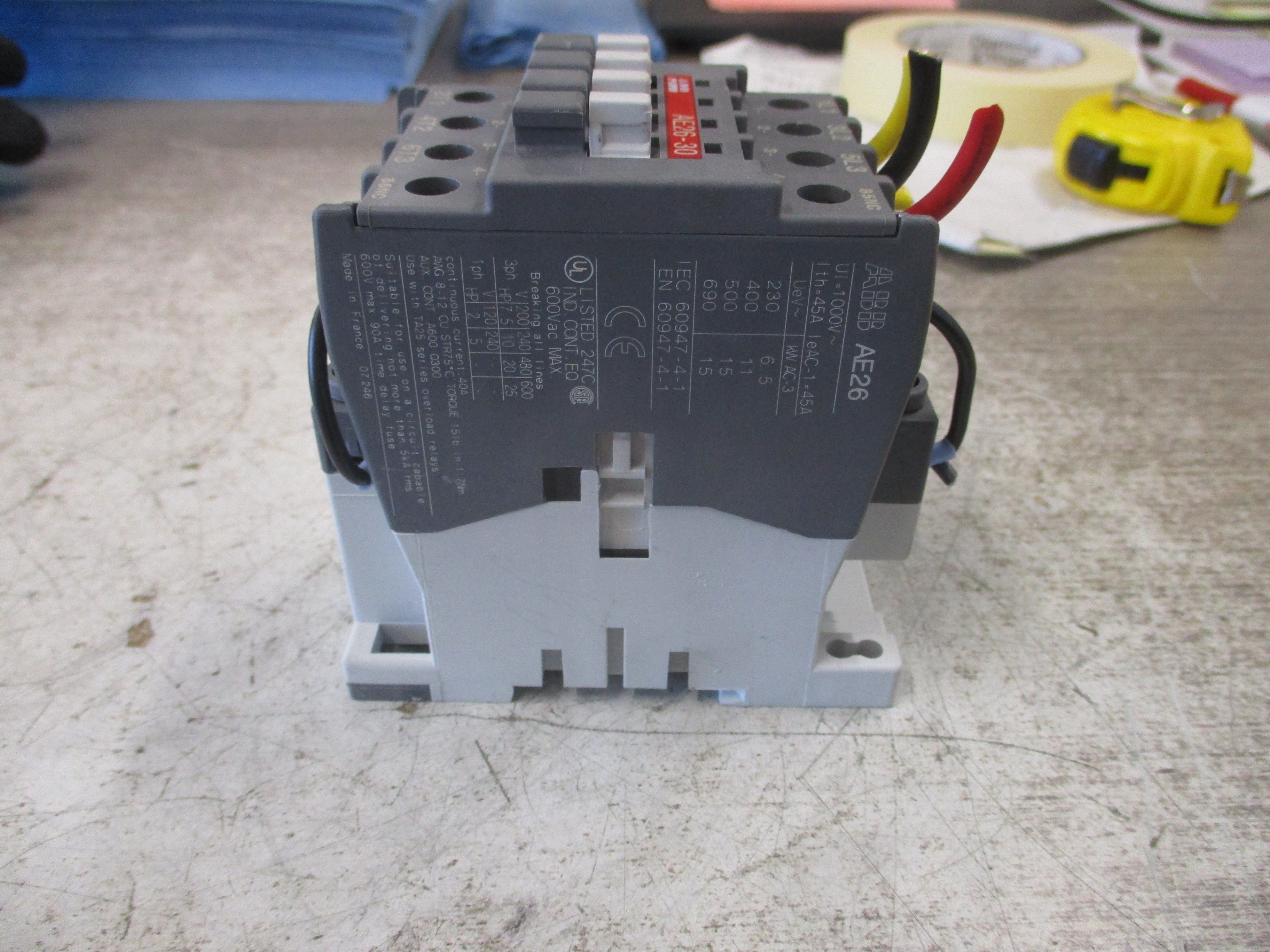 ABB Contactor AE26-30 24VDC Coil 40A 600V Used