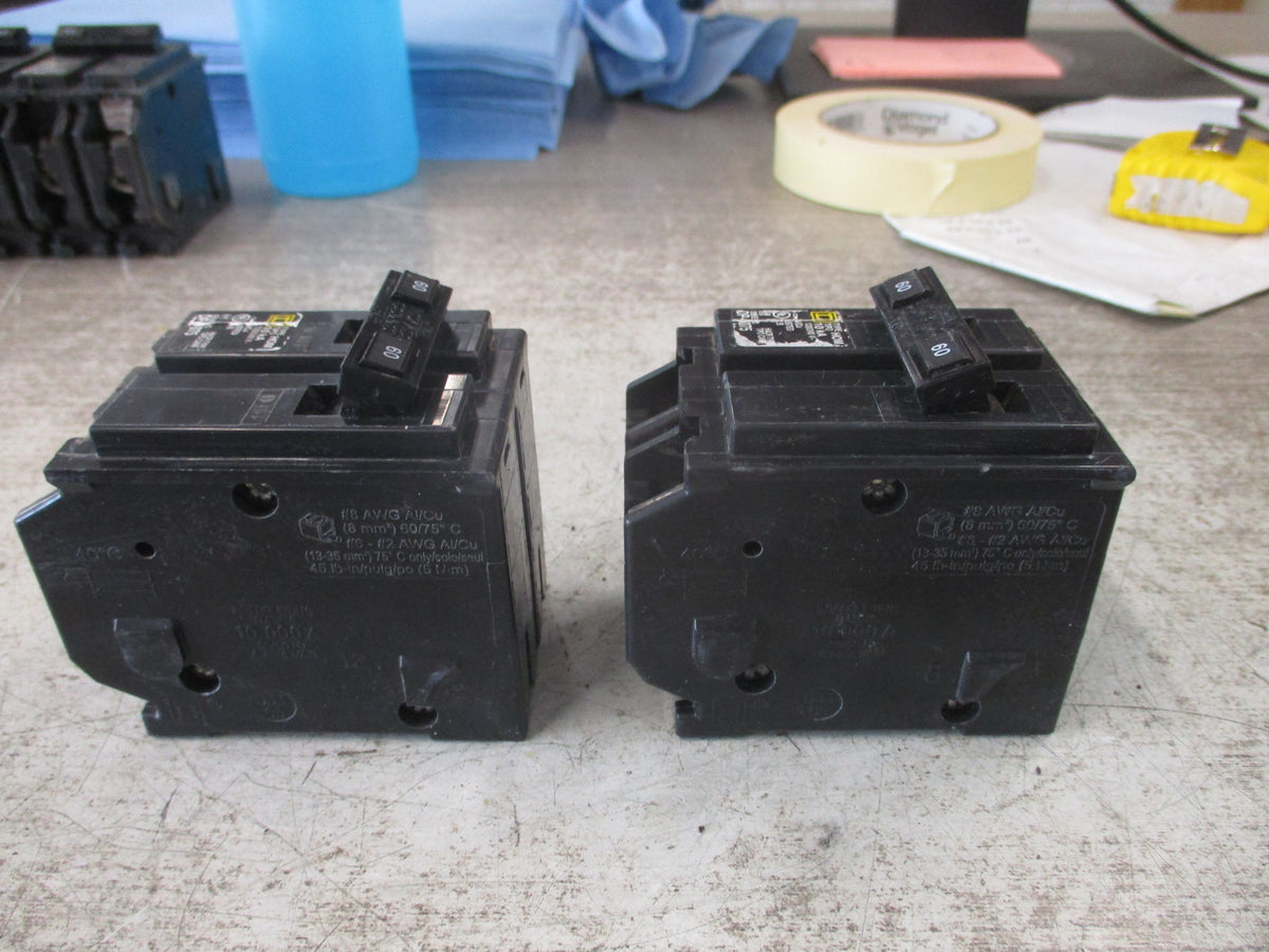 Square D Clip-On Circuit Breaker HOM260 60A 100/240V 2P *Lot of 2* Used