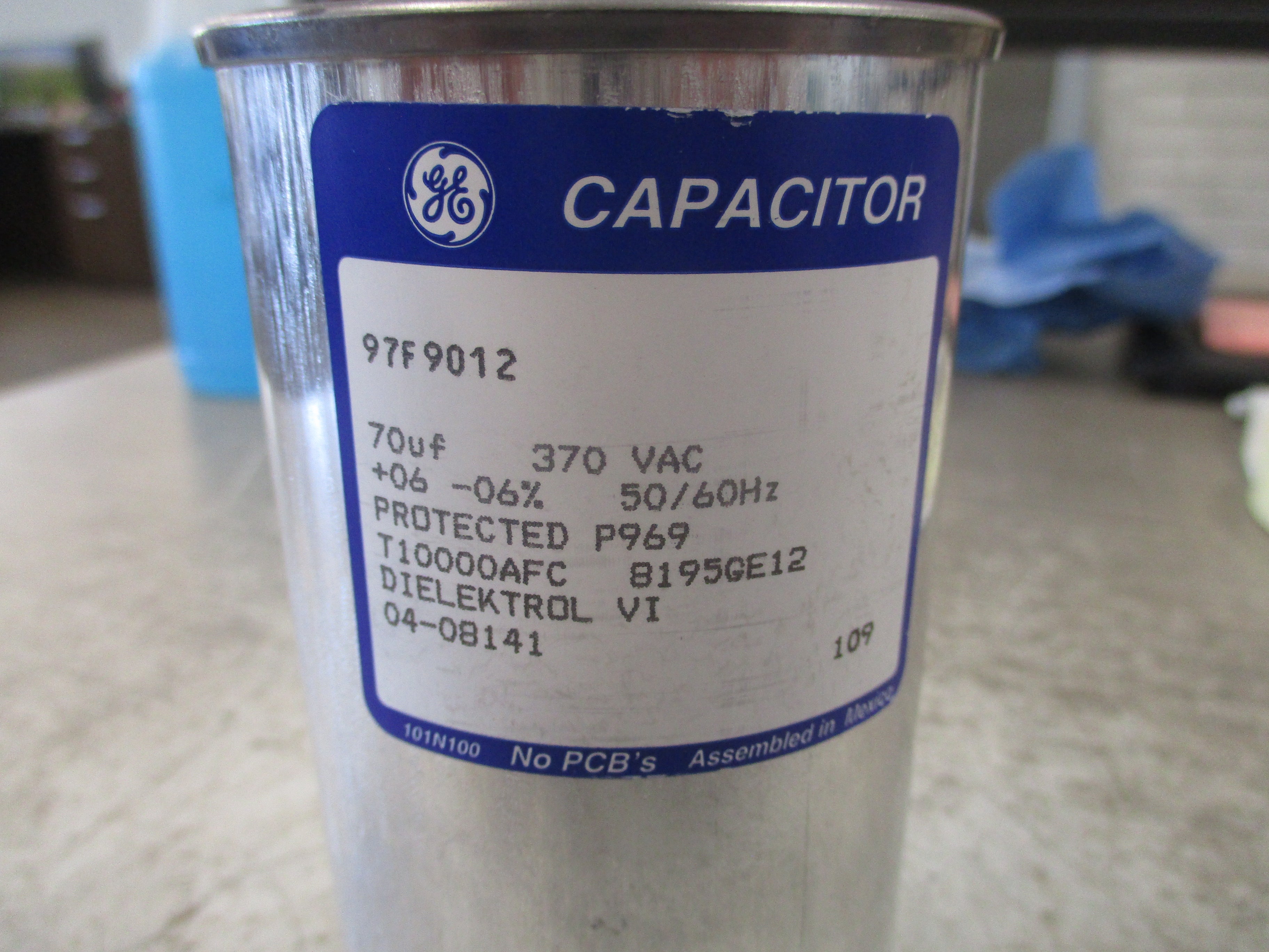 GE Capacitor 97F9012 70uf 370VAC Used