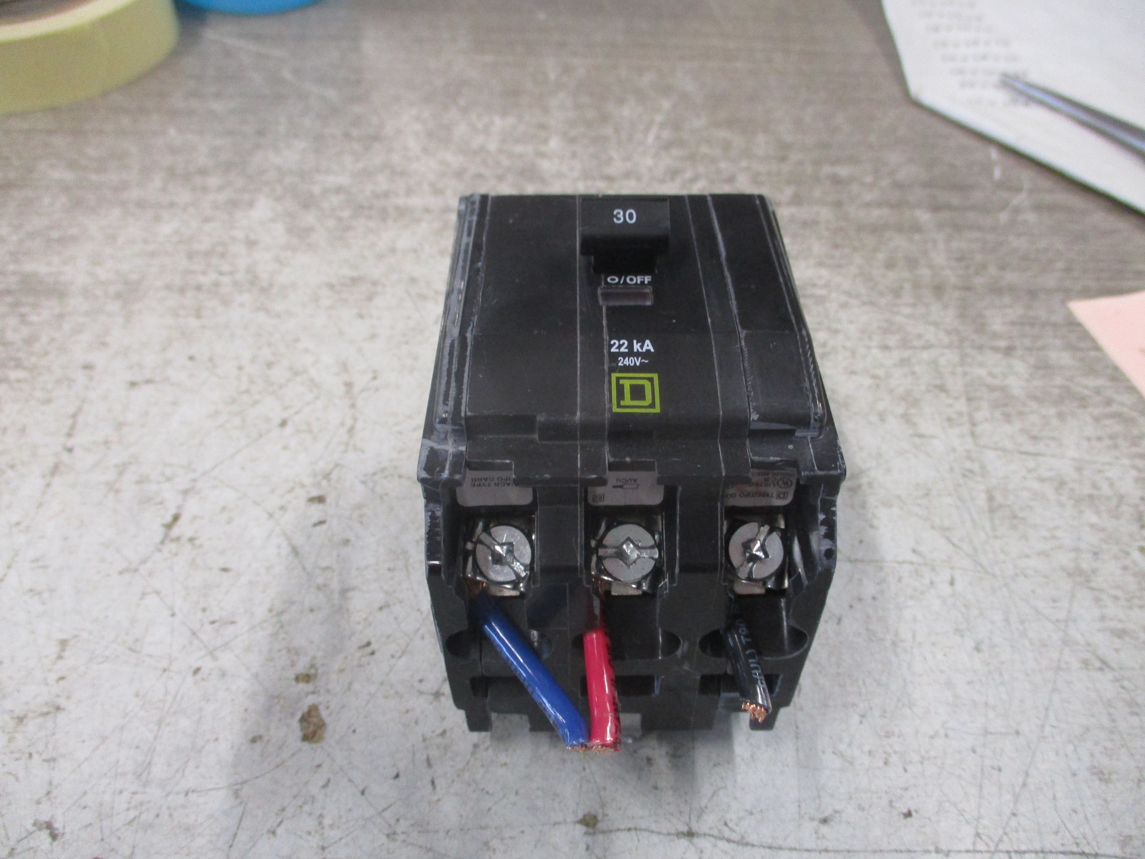 Square D Bolt-On Circuit Breaker QOB330VH 30A 240V 3P 22kA Used