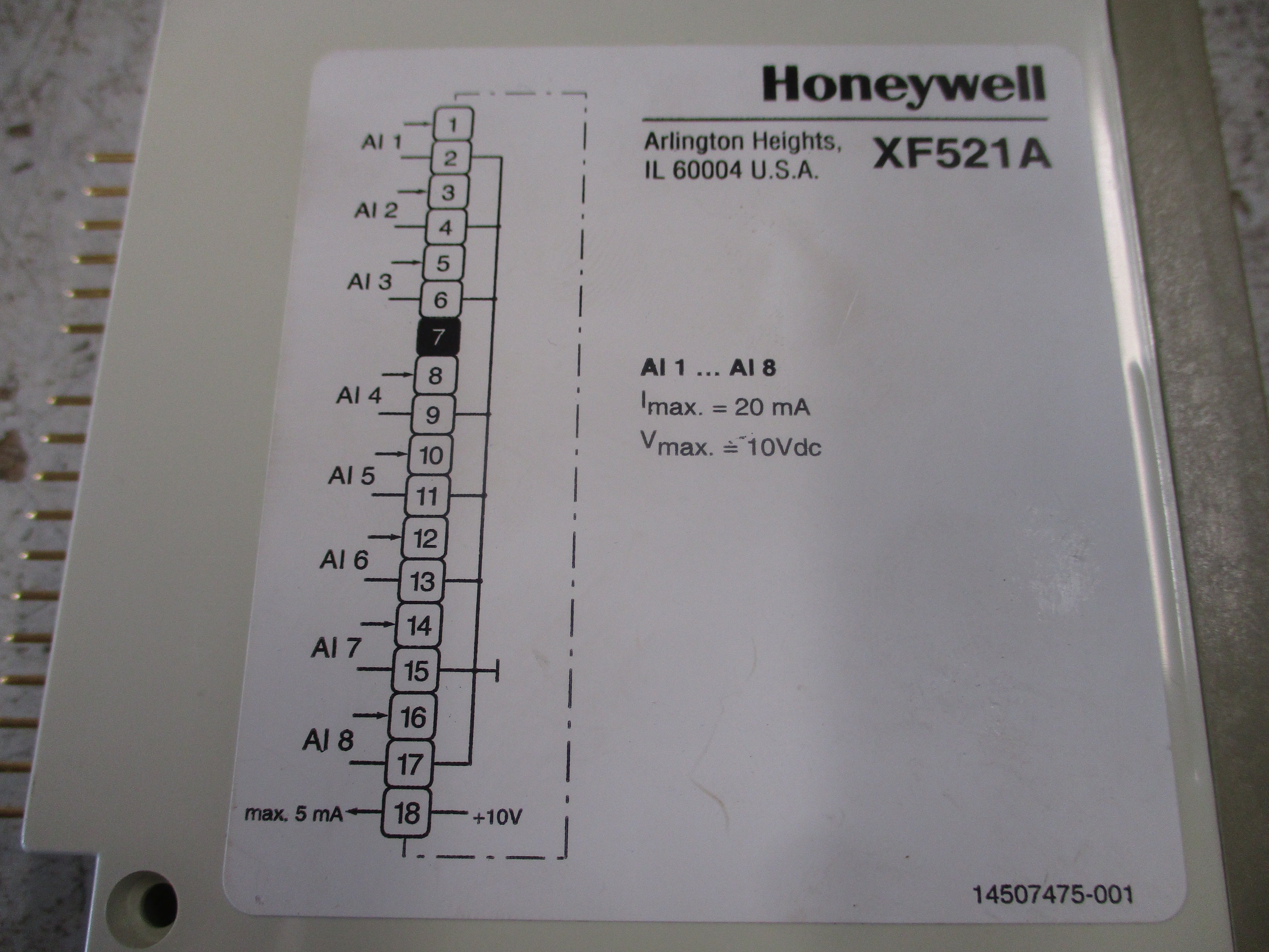 Honeywell Analog Input Module XF521A Used