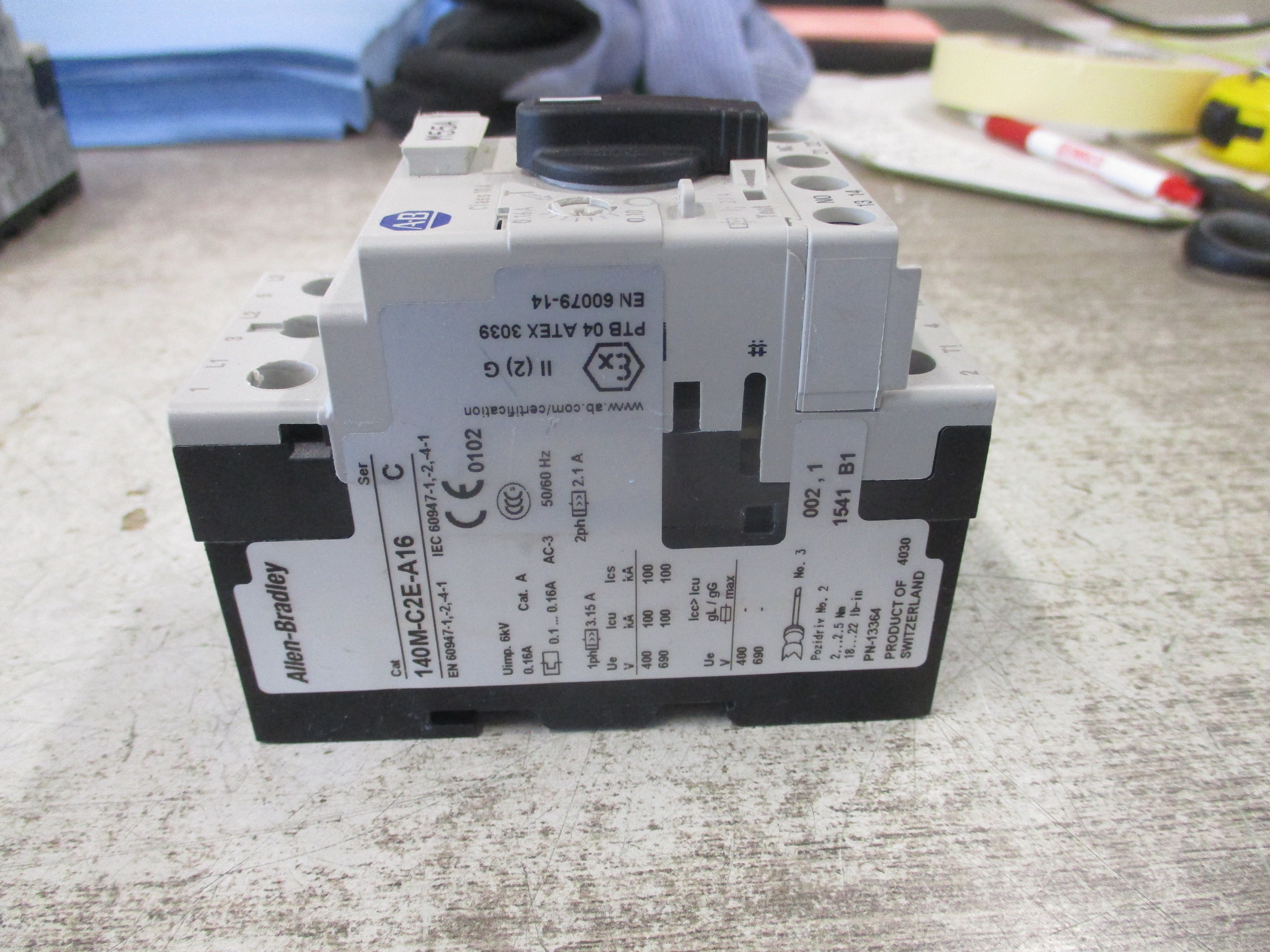 Allen- Bradley Manual Motor Protector 140M-C2E-A16 Ser. C Trip: 0.10-0.16A Used