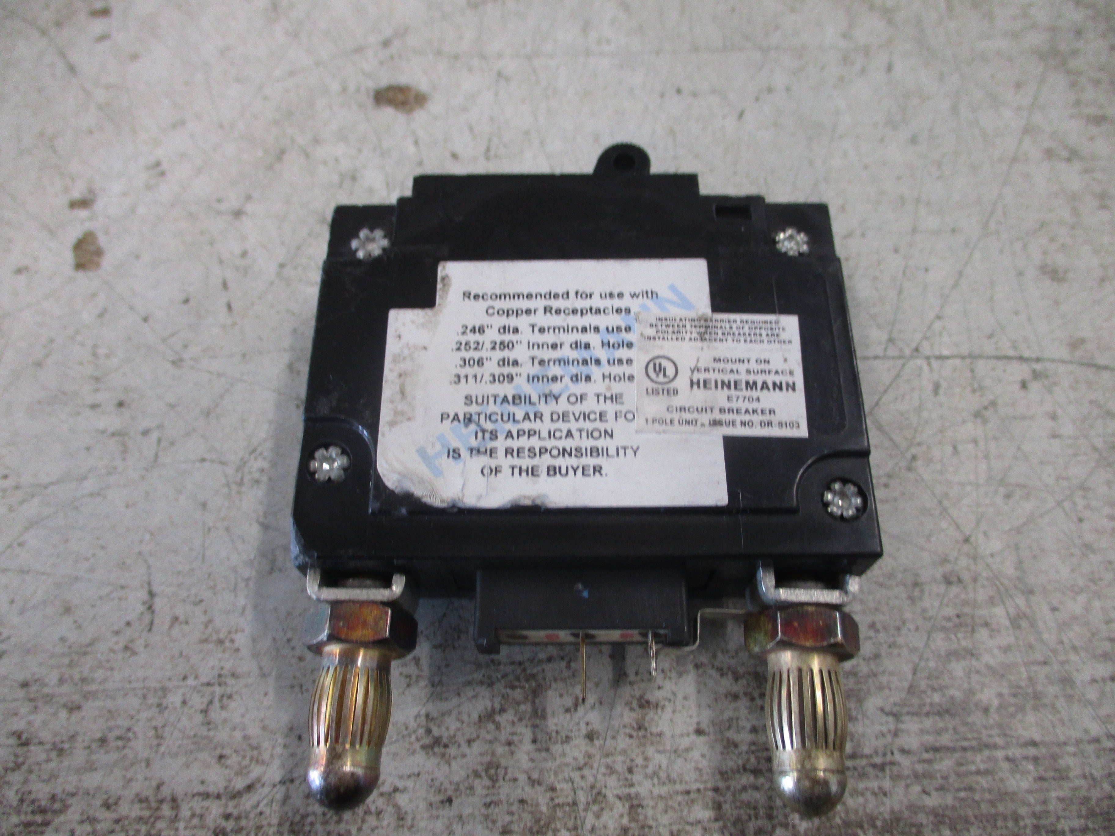 Heinemann DC Circuit Breaker AM1S-Z550-14W M 70A 80VDC 1P Used