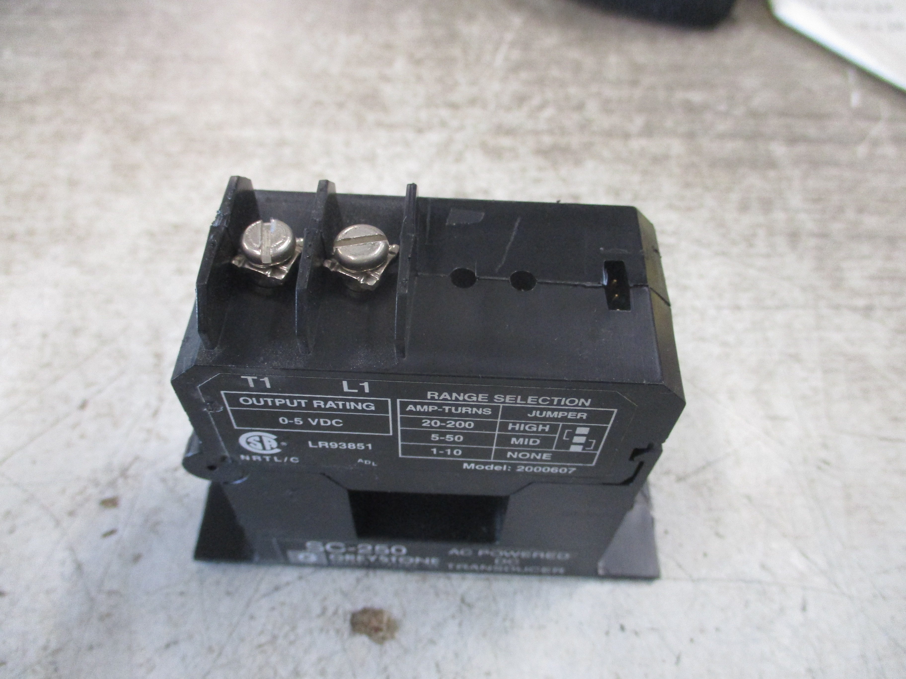 Greystone AC Powered DC Transducer SC-250 Range: 1-10A/5-50A/20-200A Used