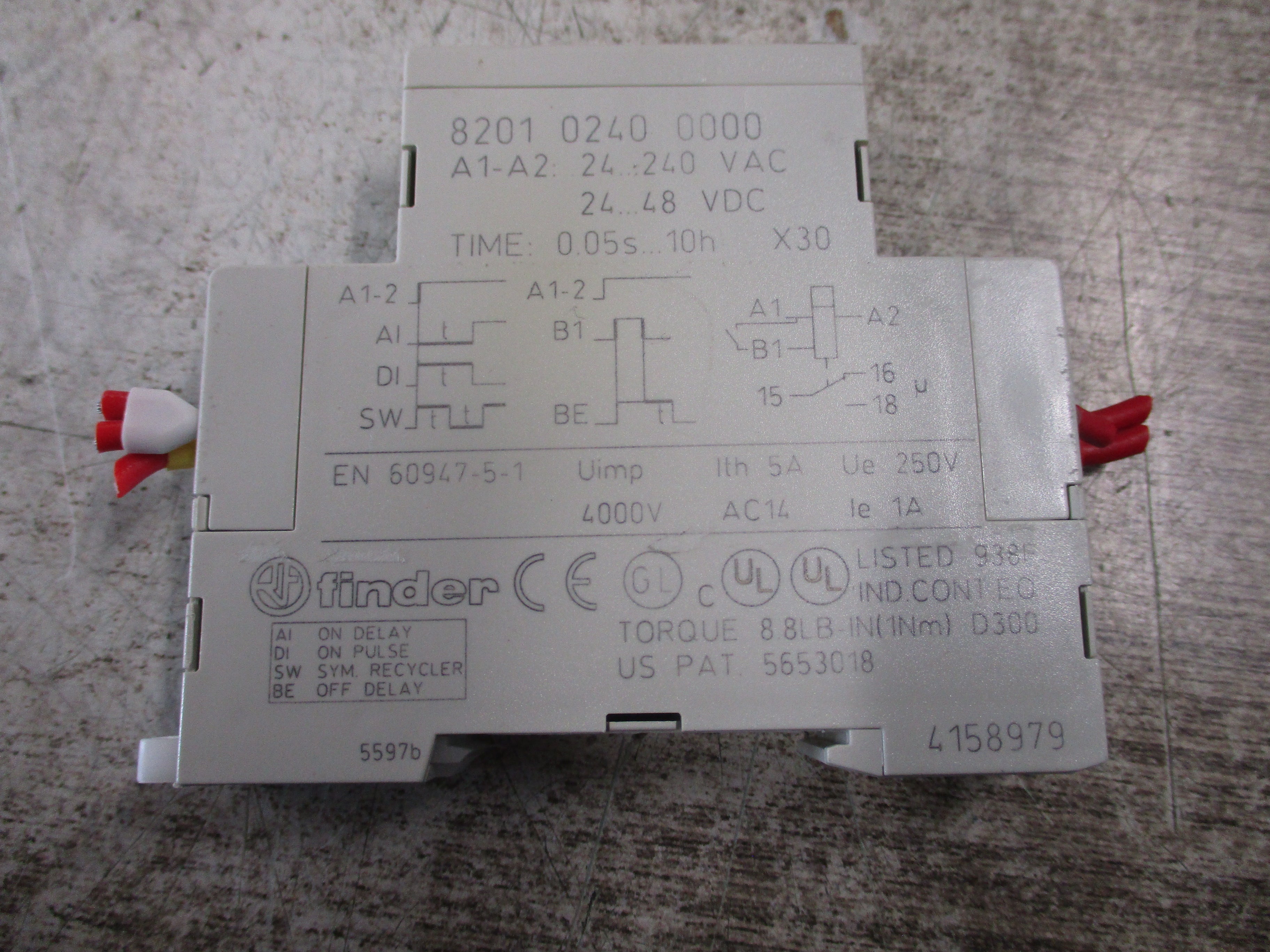 Finder Time Delay Relay 8201 0240 0000 Time: 0.05s-10h *Chipped Base* Used
