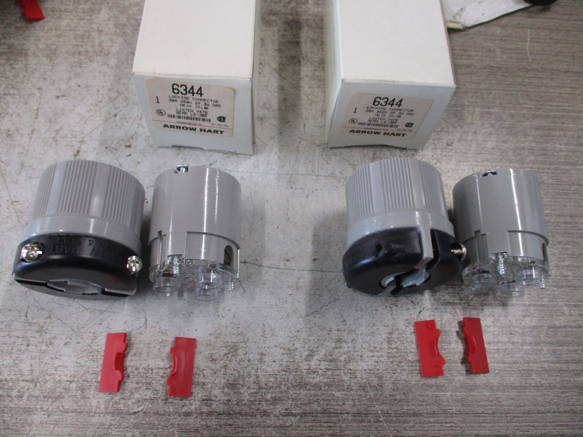 Arrow Hart Locking Connector 6344 30A 250V 2P 3W Nema L6-30R *Lot of 2*