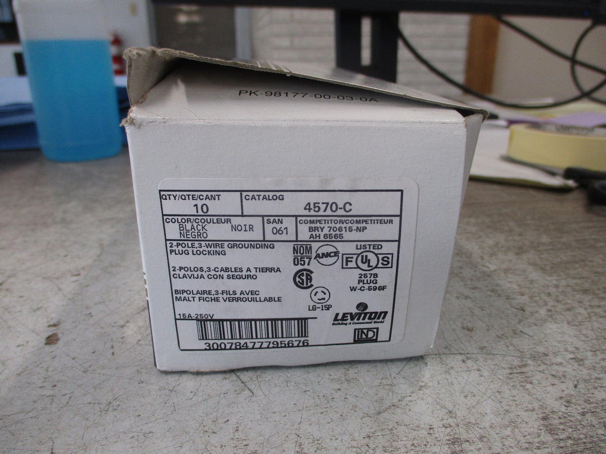 Leviton Locking Plug 4570-C 15A 250V 2P 3W Nema L6-15P *Box of 10* New Surplus