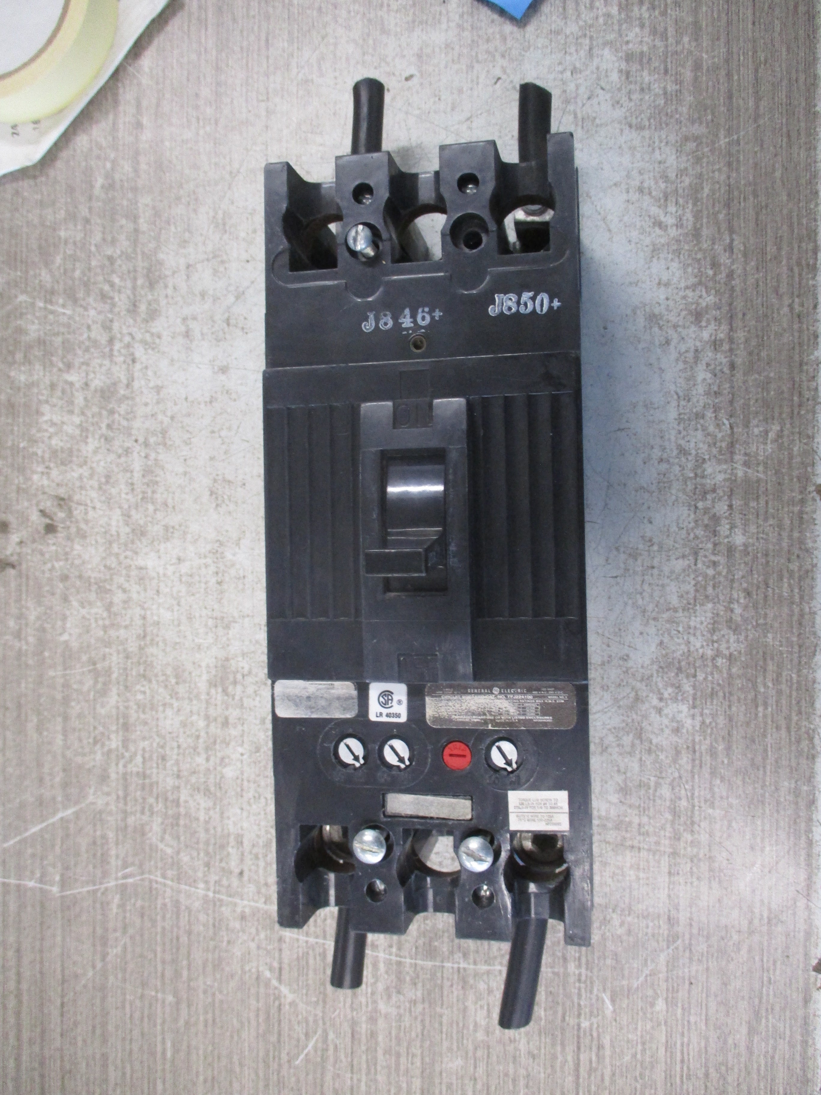 GE Circuit Breaker TFJ224100 100A 480V 2P (3) Mounting Screws Used