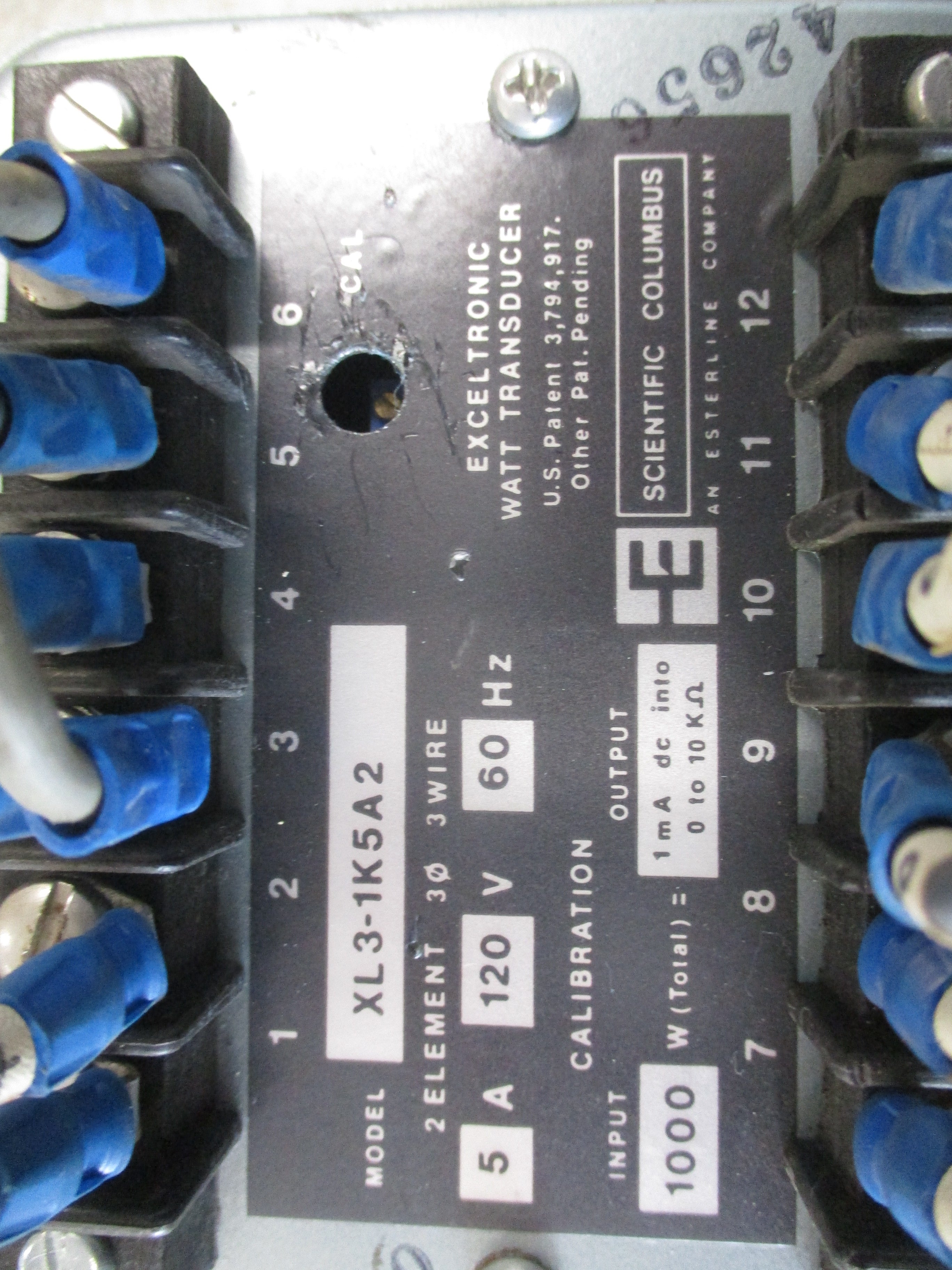 Scientific Columbus Exceltronic Watt Transducer XL3-1K5A2 3Ph 3W 2 Element 120V