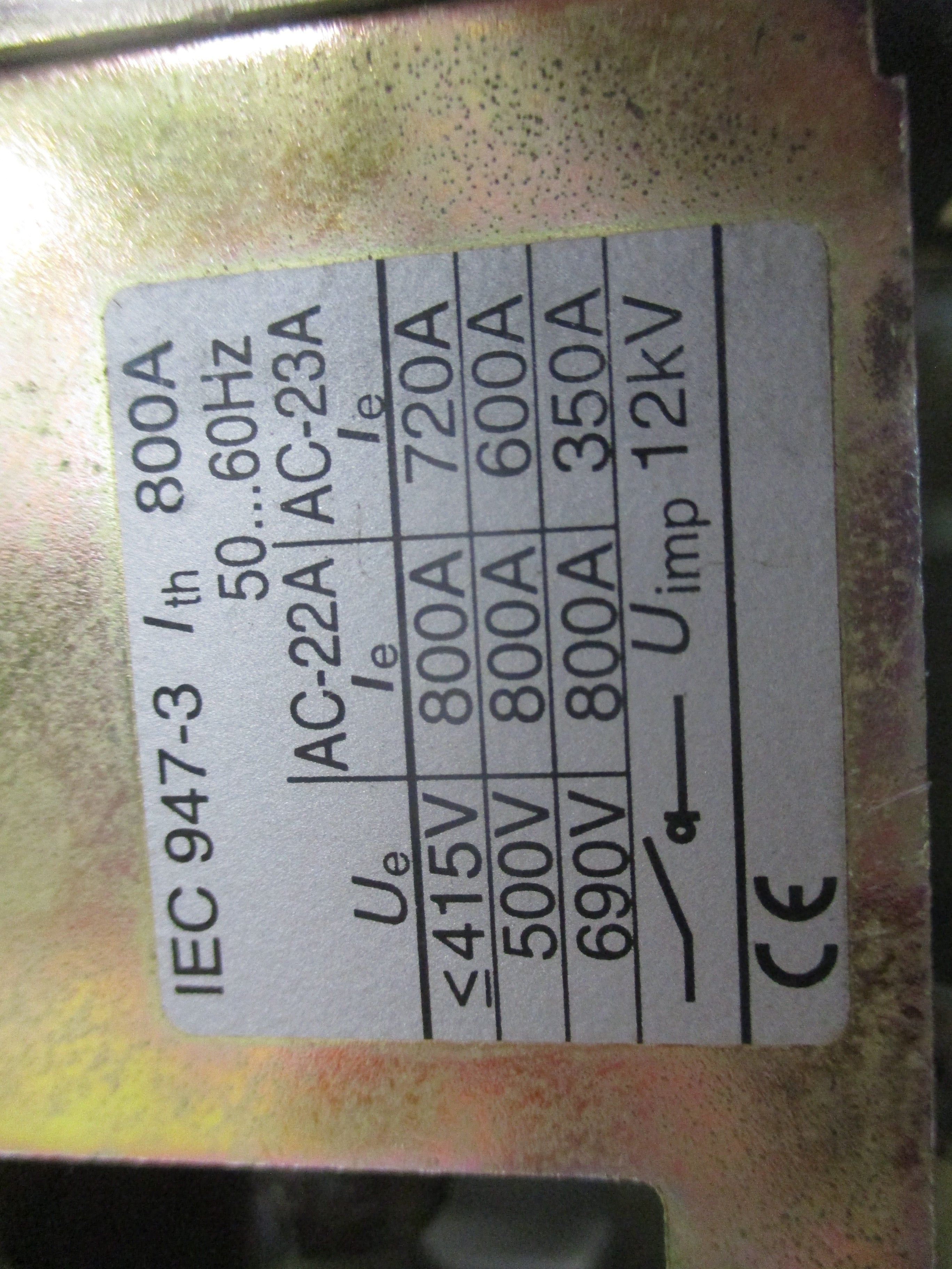 ABB Disconnect Switch OETL-NF600A 600A 600V 3P *No Handle* Used