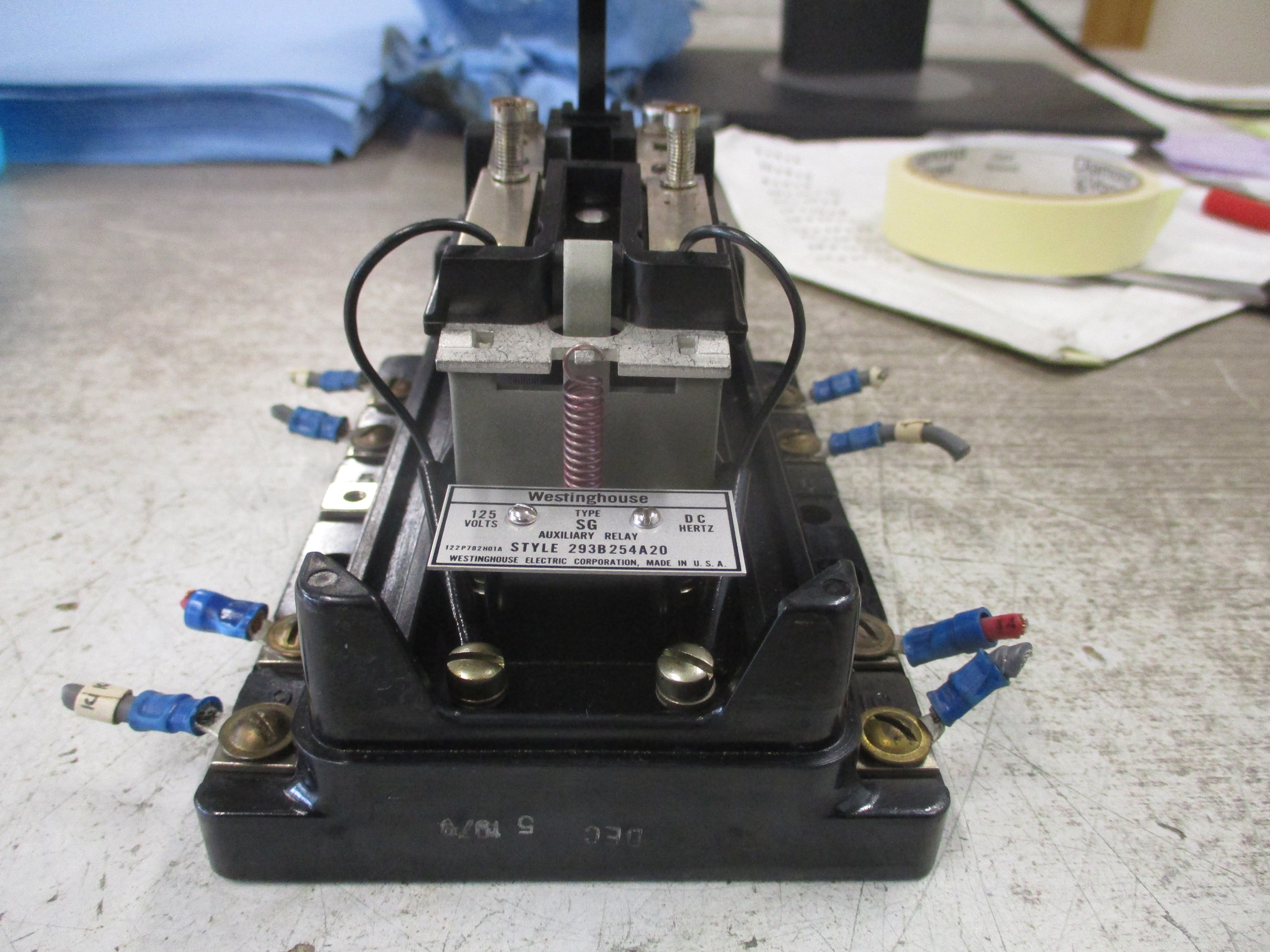 Westinghouse Type SG Auxiliary Relay 293B254A20 125VDC *No Cover screw*