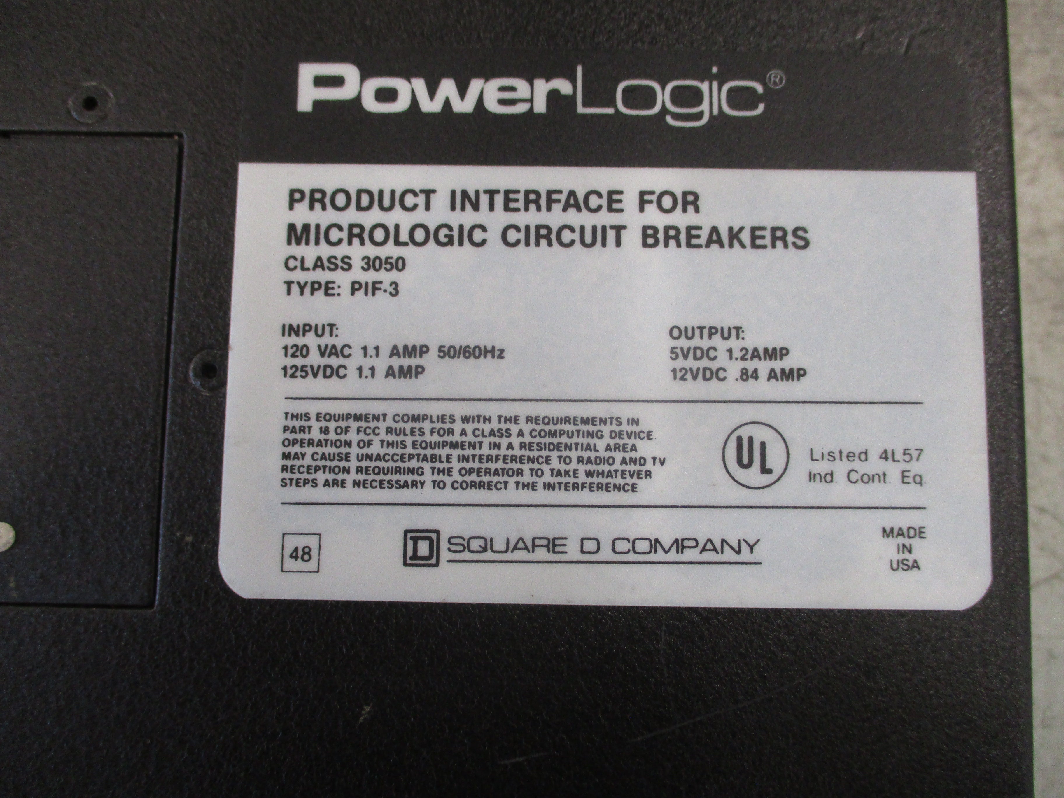 Square D PowerLogic Product Interface 3050 PIF-3 Ser. B1 Rev. V16