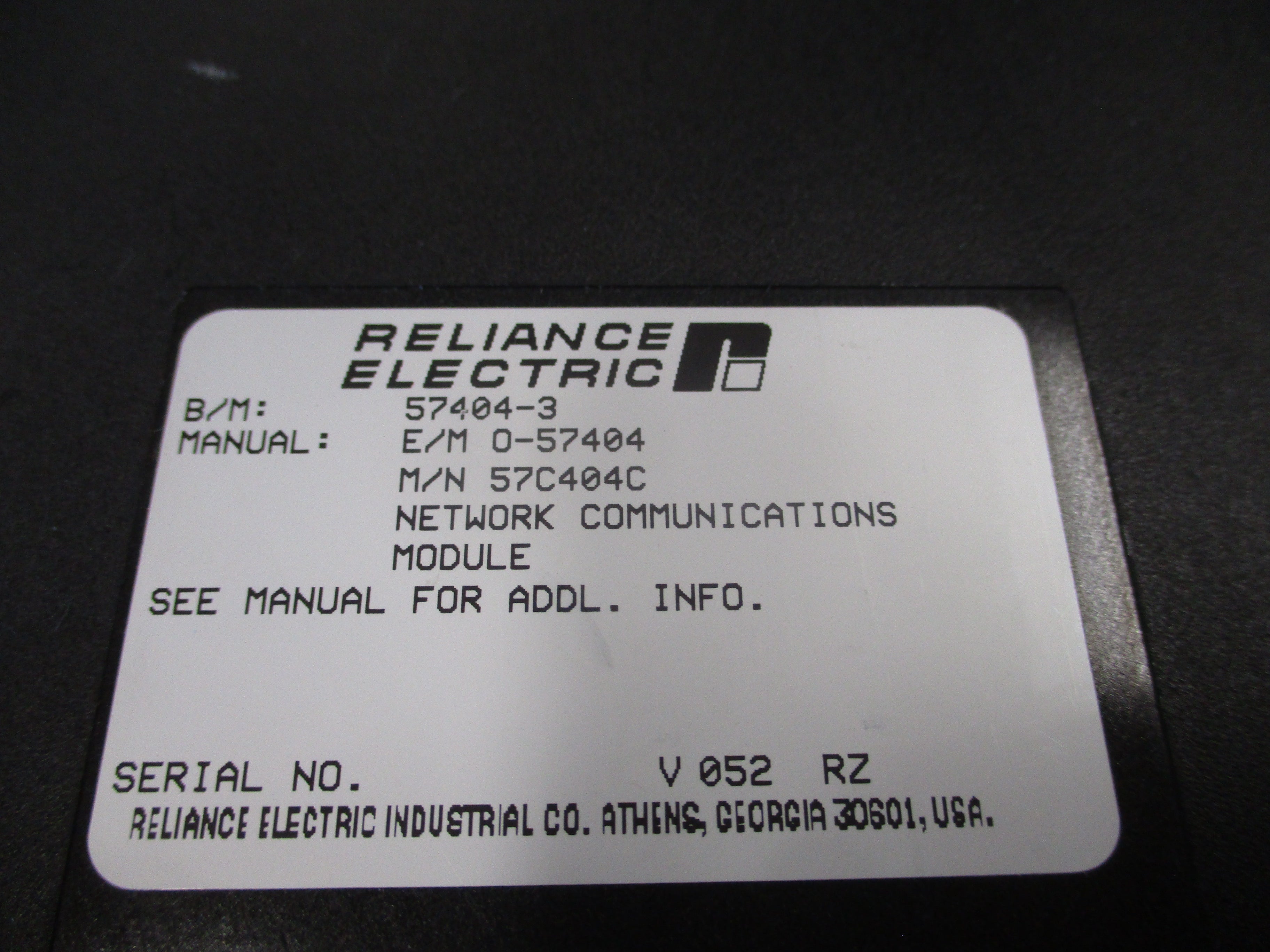Reliance Electric Network Communications Module 57C404C Used
