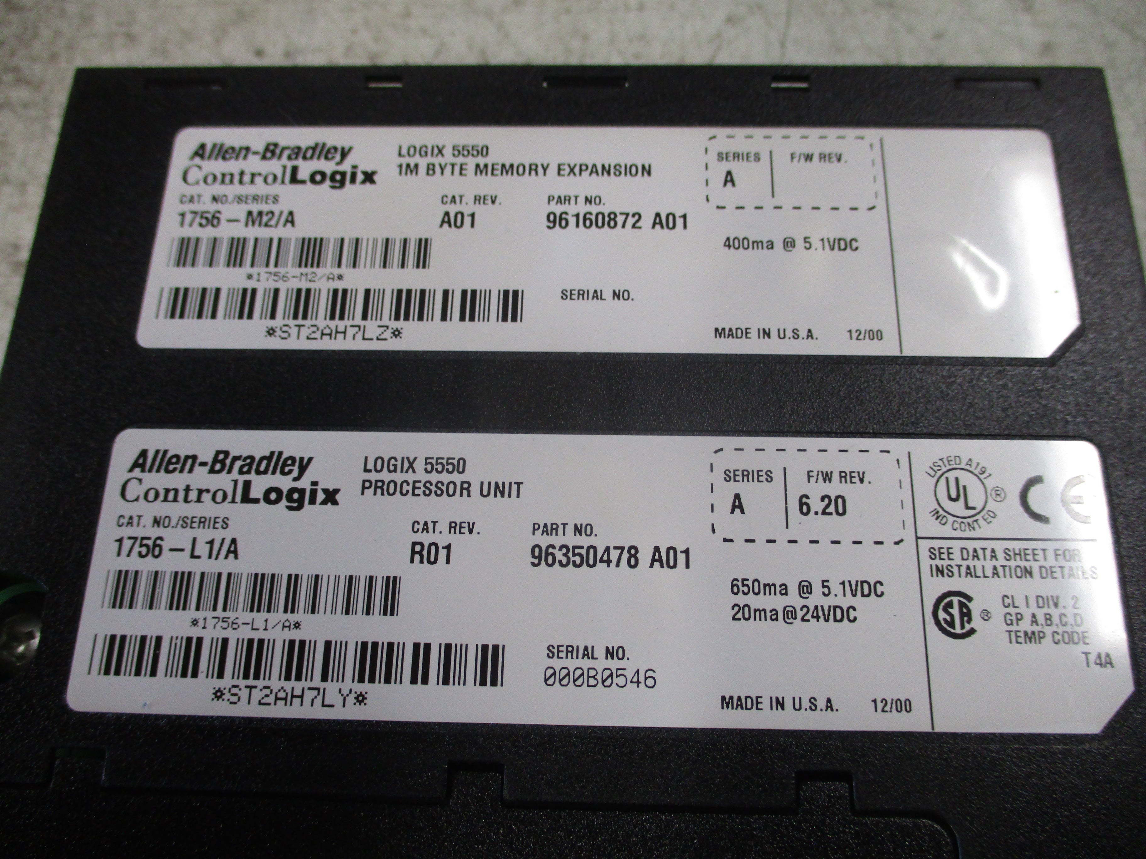 Allen-Bradley ControlLogix Logix 5550 Processor Unit 1756-L1 Ser. A Rev. R01