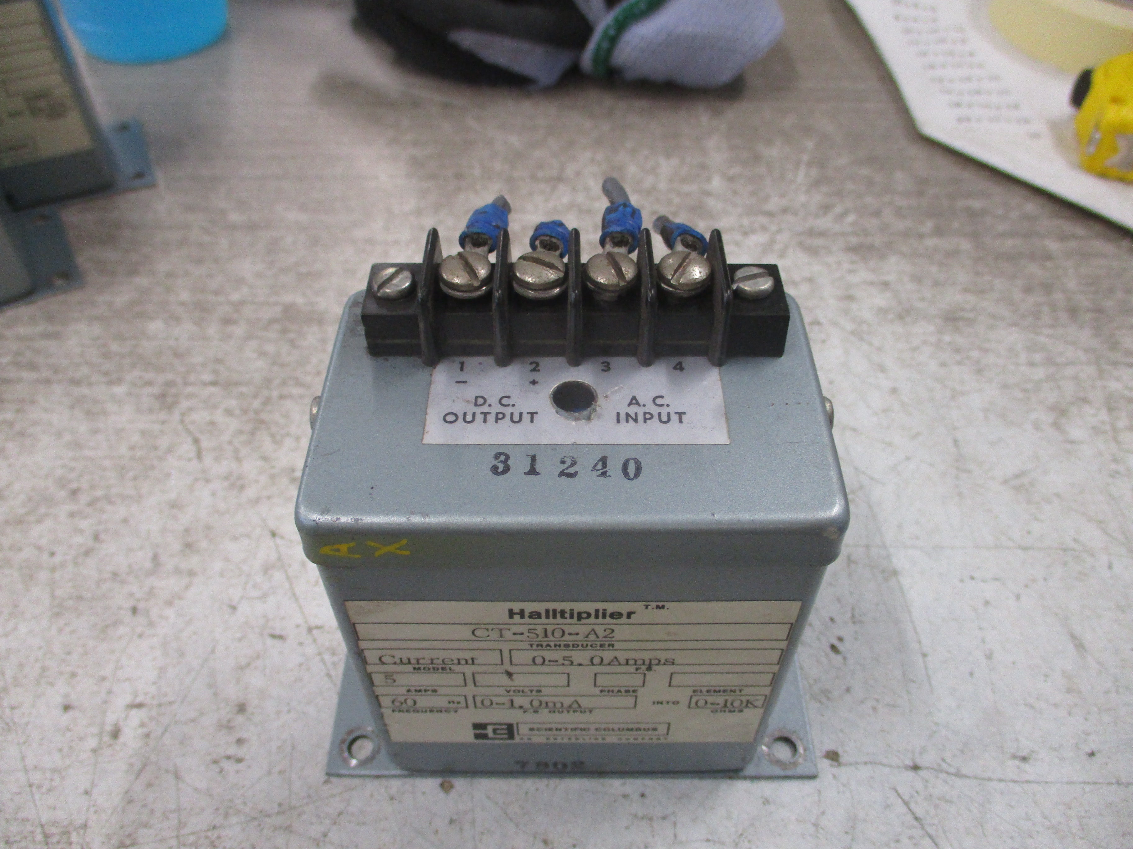 Scientific Columbus Halltiplier Current Transducer CT-510-A2 5A 60Hz Output: 0-1mA into 0-10K Ohms Used