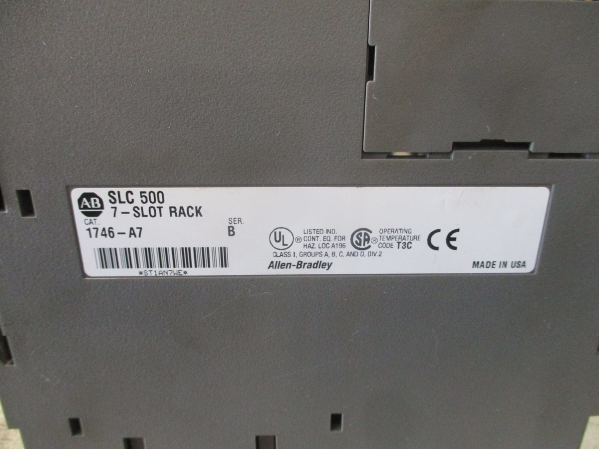 Allen-Bradley SLC 500 PLC Rack w/ Power Supply 1746-A7 / 1746-P1 7-Slot
