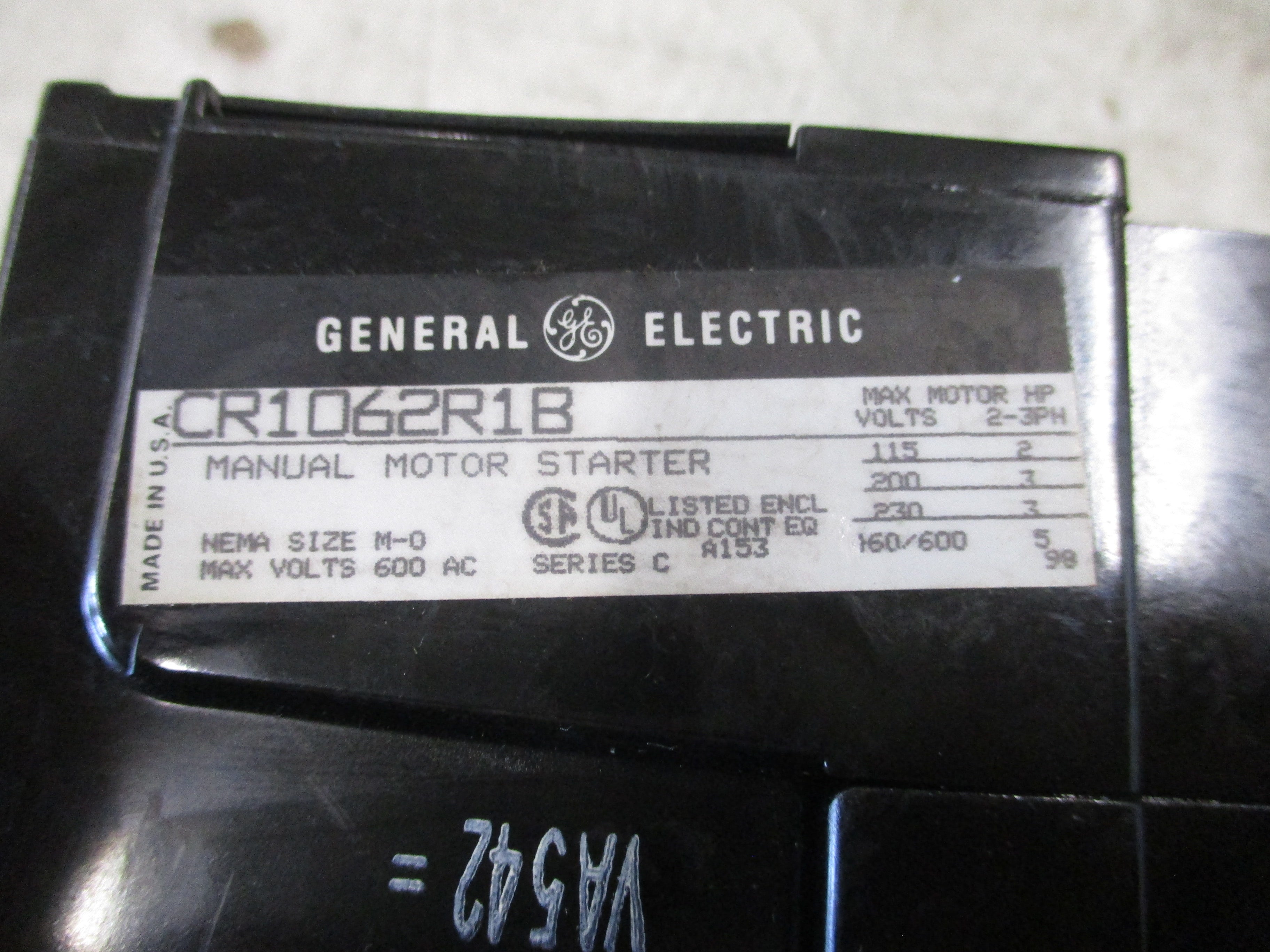 GE Size M-0 Manual Starter CR1062R1B Ser. C Used