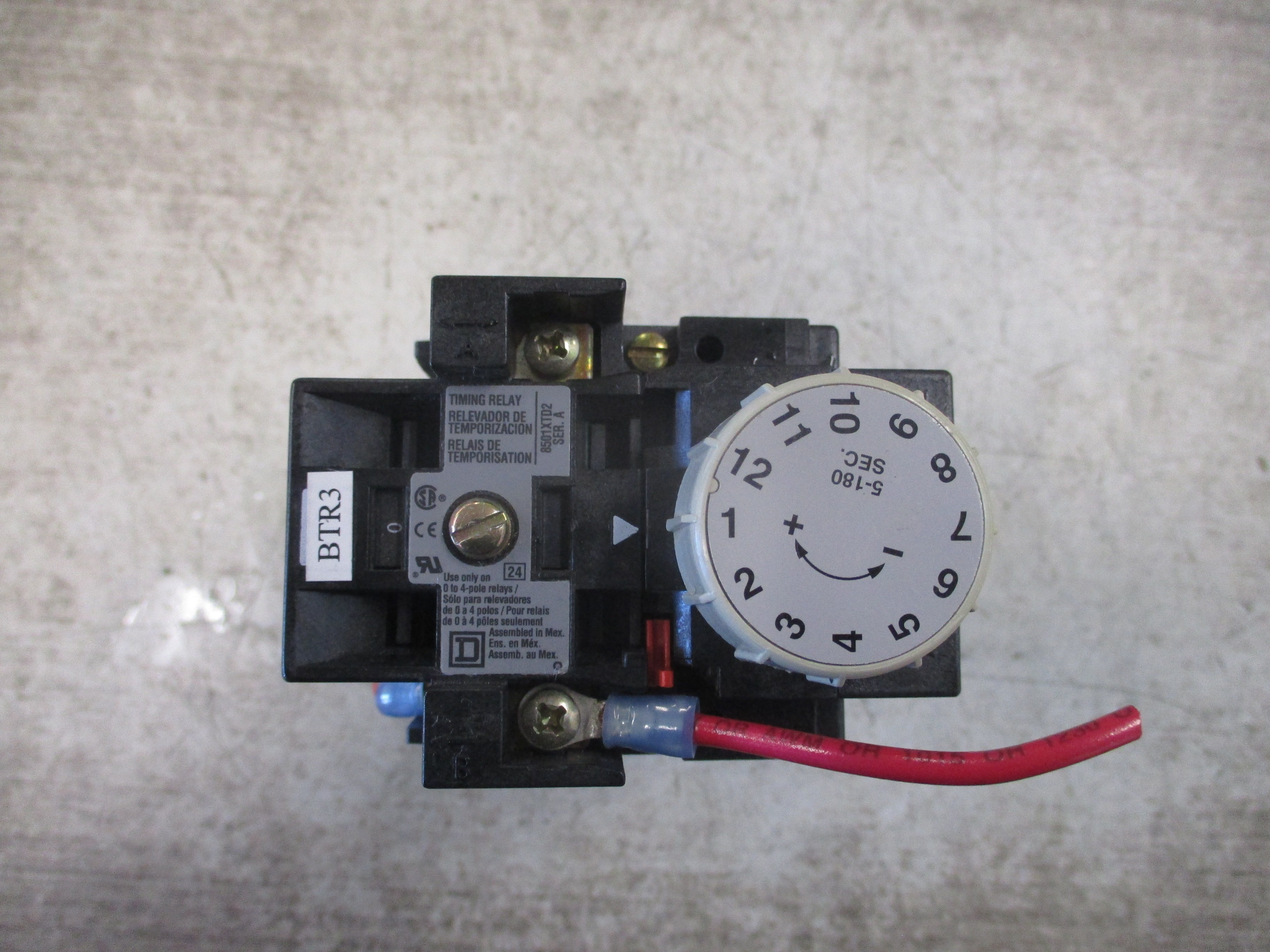 Square D Timing Relay 8501XTD2 Ser. A Range: 5-180 sec 120V Coil Used