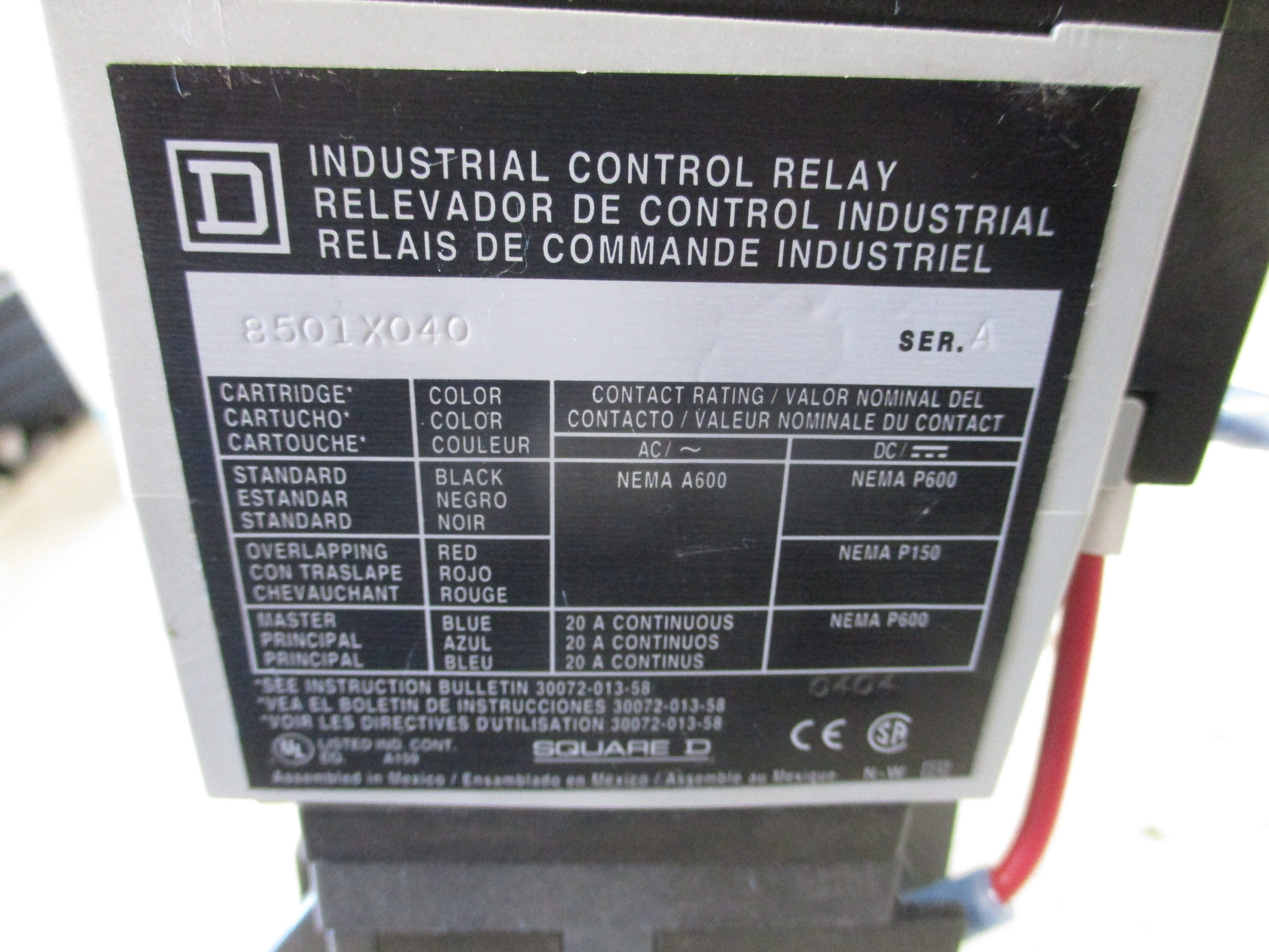 Square D Timing Relay 8501XTD2 Ser. A Range: 5-180 sec 120V Coil Used