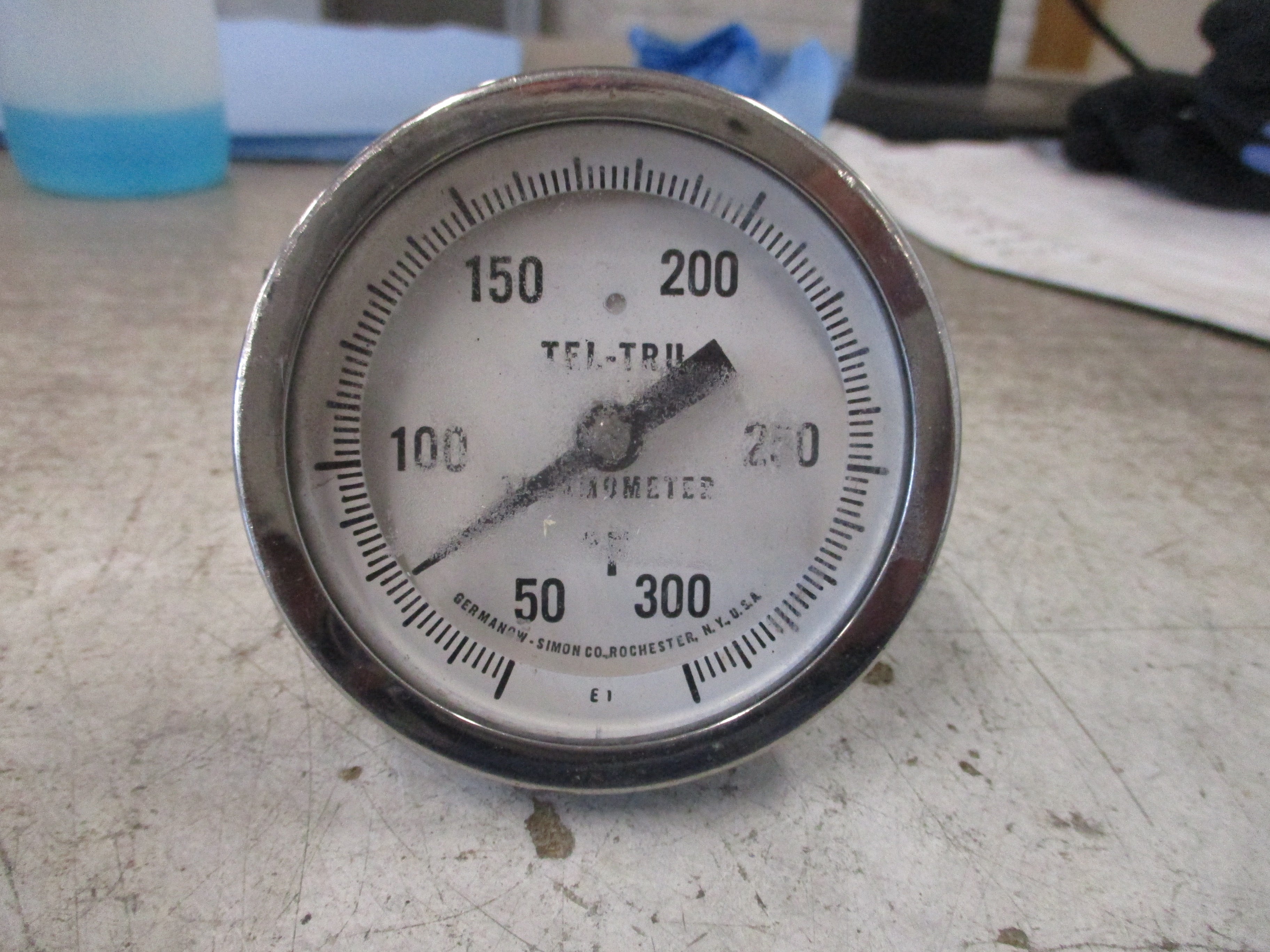 Germanow-Simon Tel-Tru Thermometer Range: 50-300°F Used
