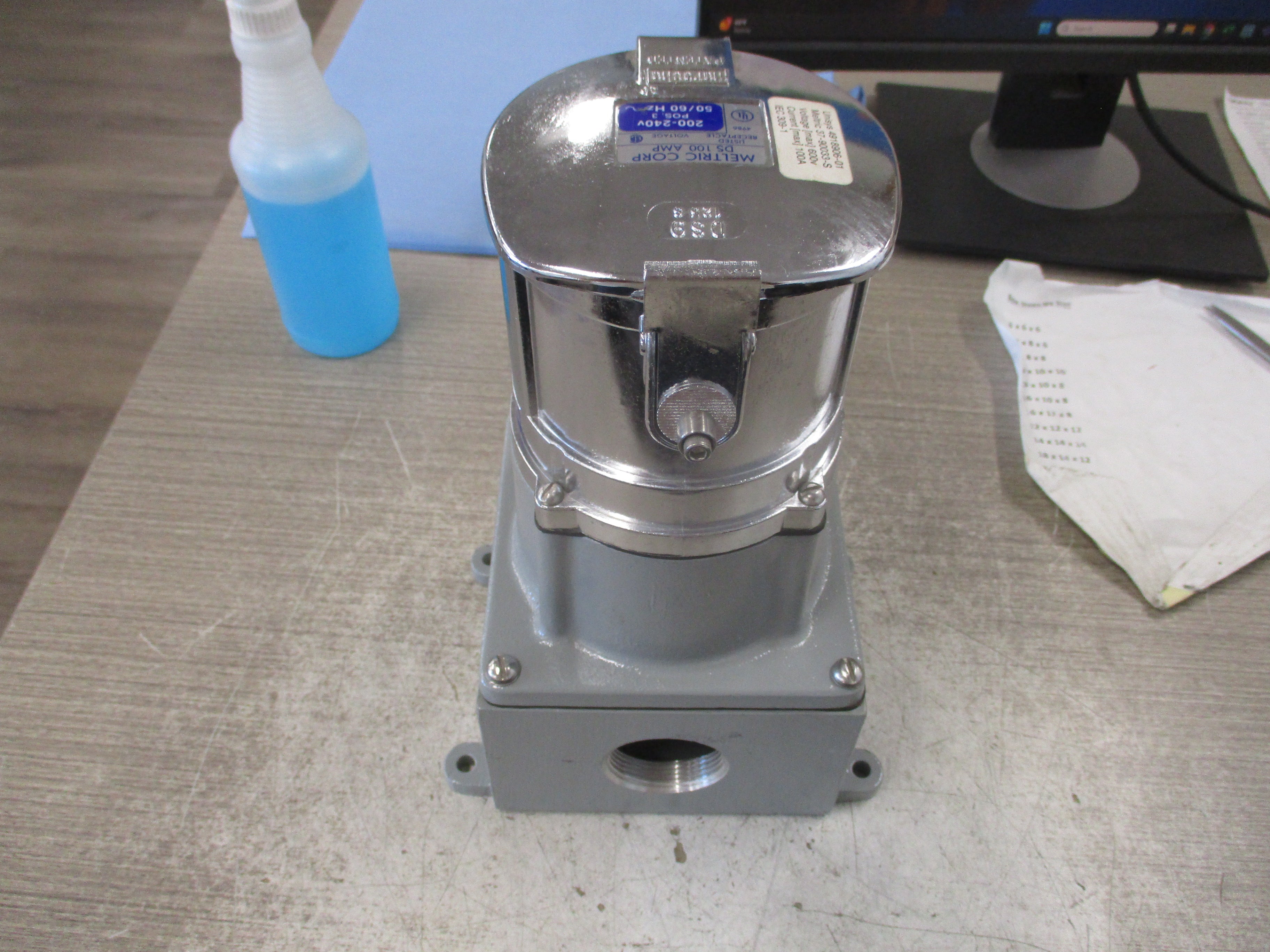 Meltric Steel Receptacle 37-90033-S-DS 100A 600V Used