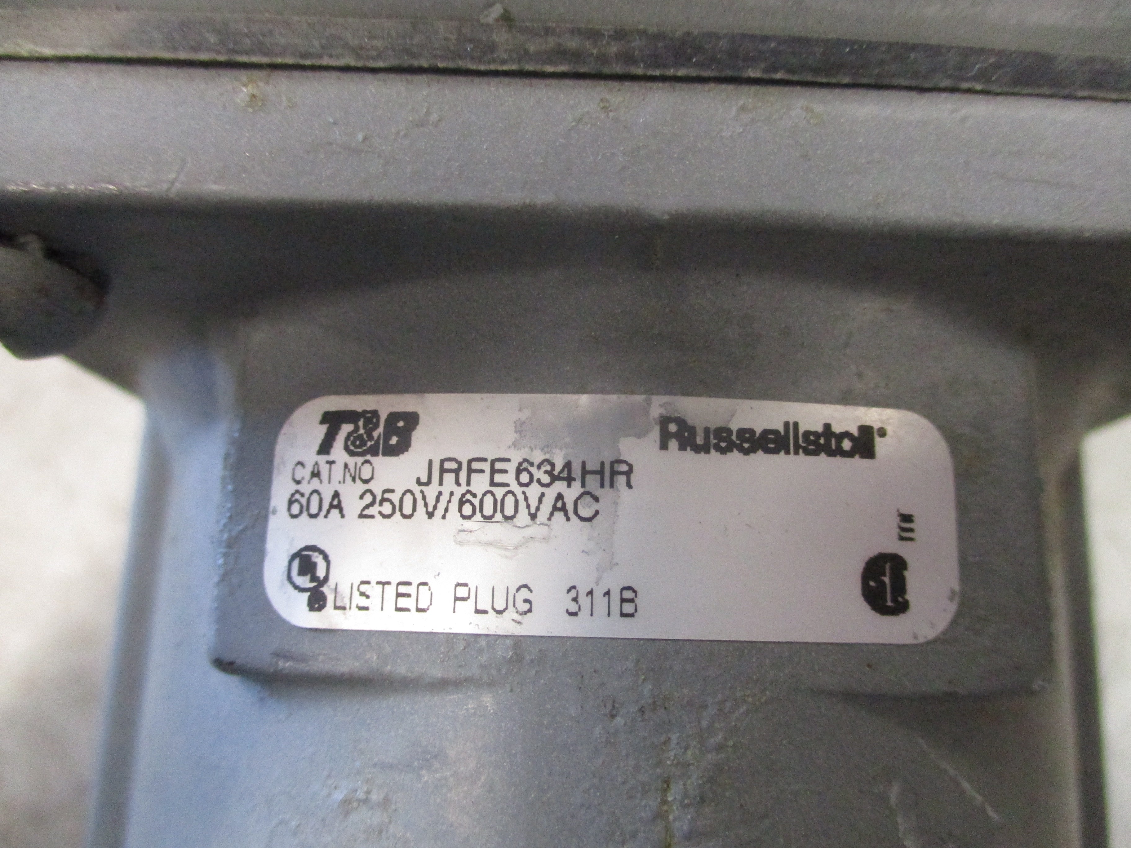 Thomas & Betts Russellstoll Reverse Service Receptacle JRFE634HR 60A 600V w/Base