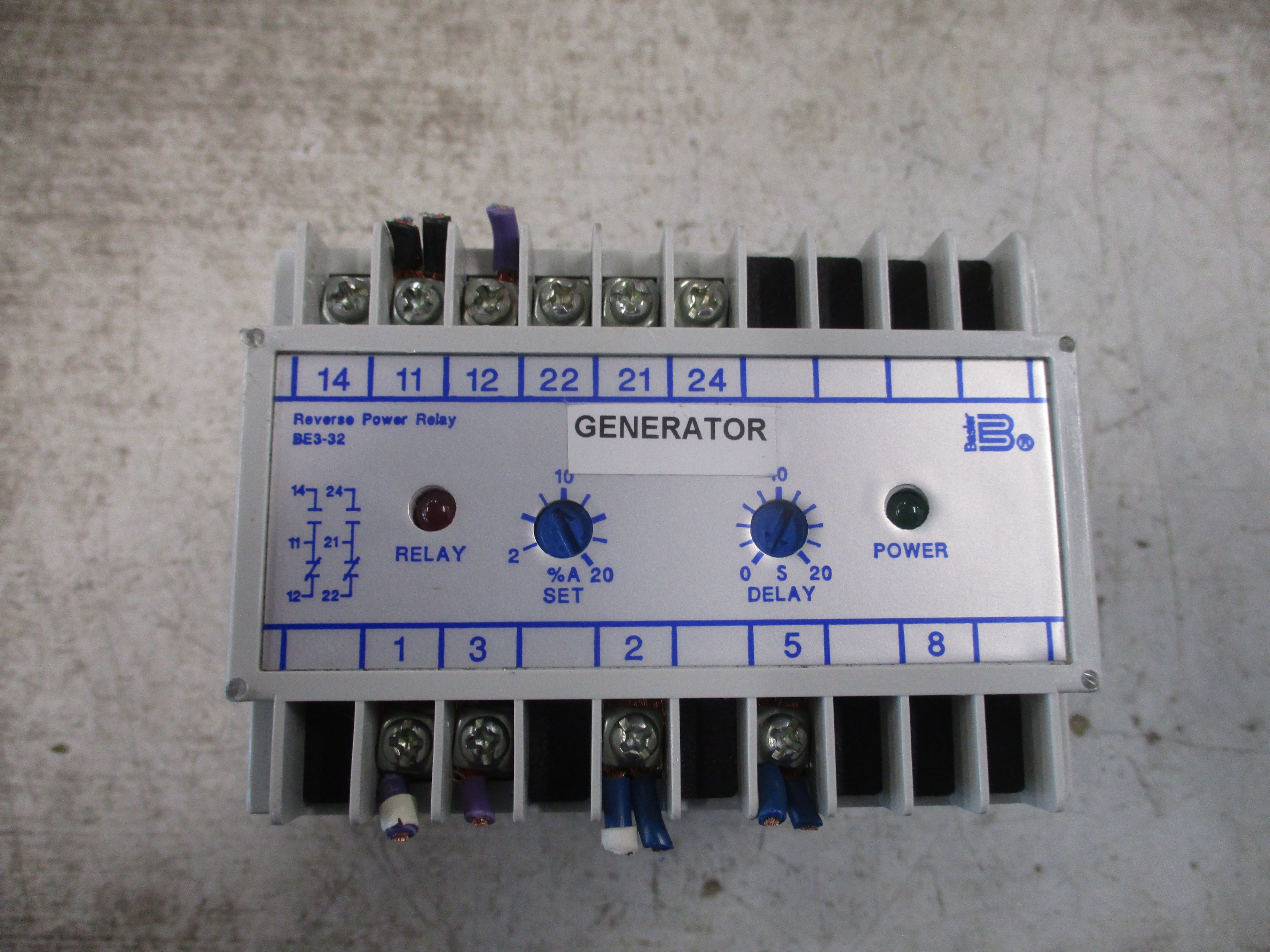 Basler Reverse Power Relay BE3-32-1A1N1 120V 50/60Hz 5A *No Terminal Cover* Used