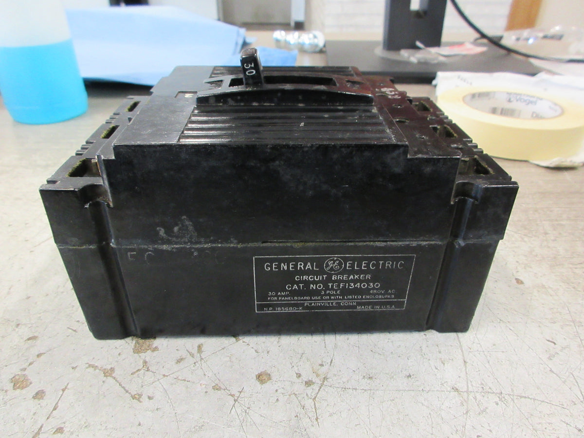 GE Circuit Breaker TEF134030 30A 480V 3P Used