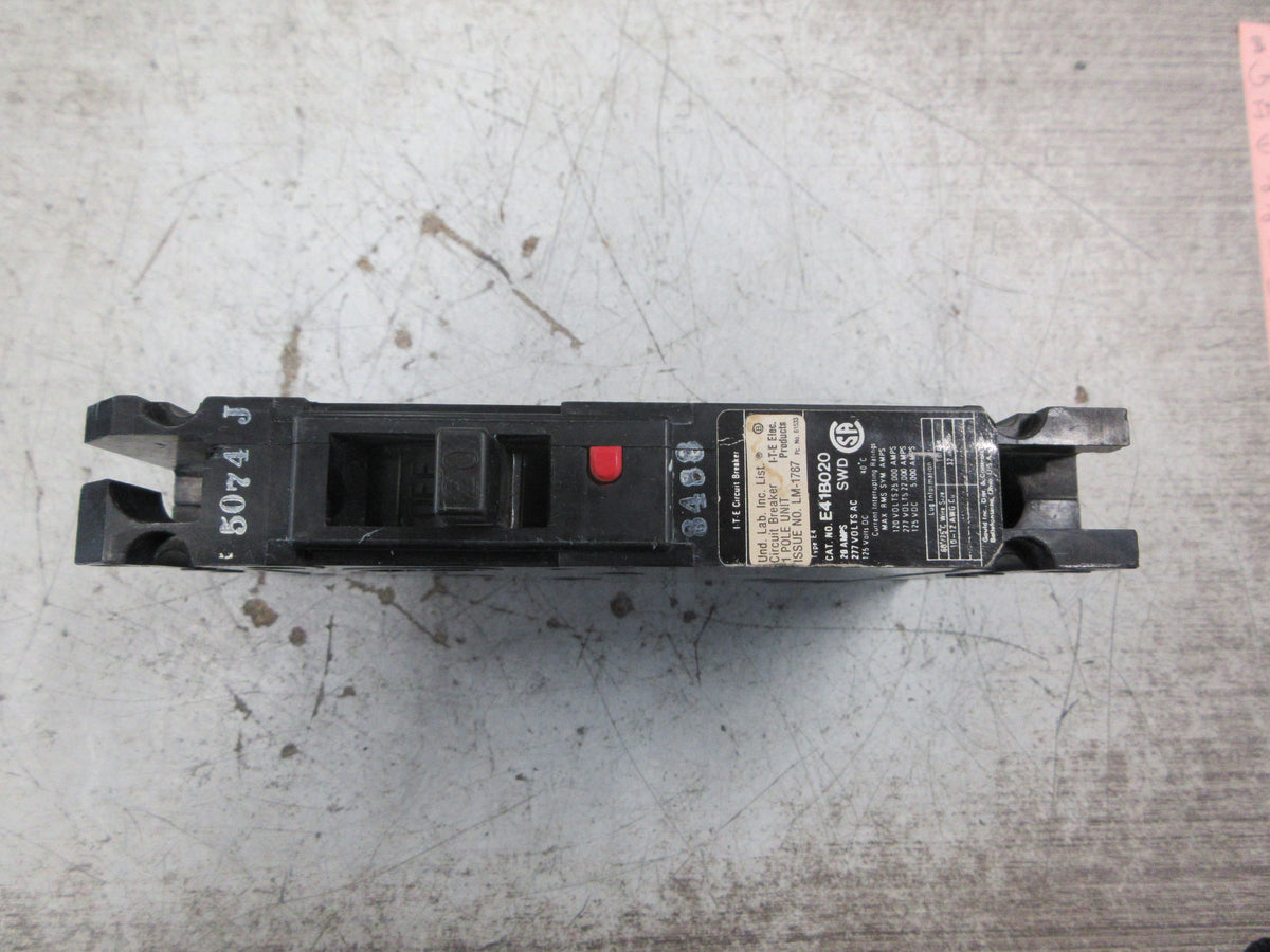 Gould ITE Circuit Breaker E41B020 20A 277V 1P Used
