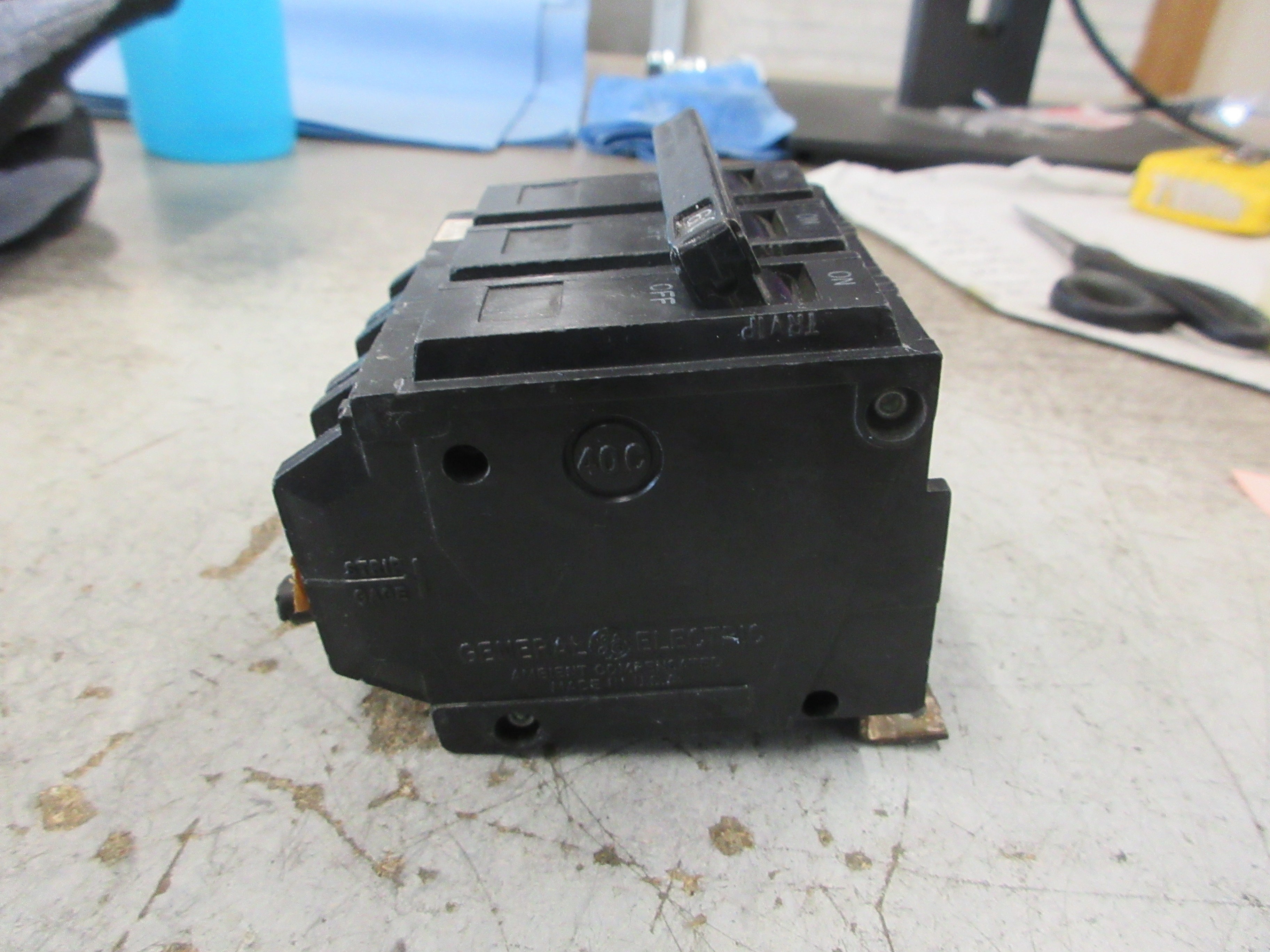 GE Bolt-On Circuit Breaker THQB3160 60A 240V 3P *No Mounting Screws* Used