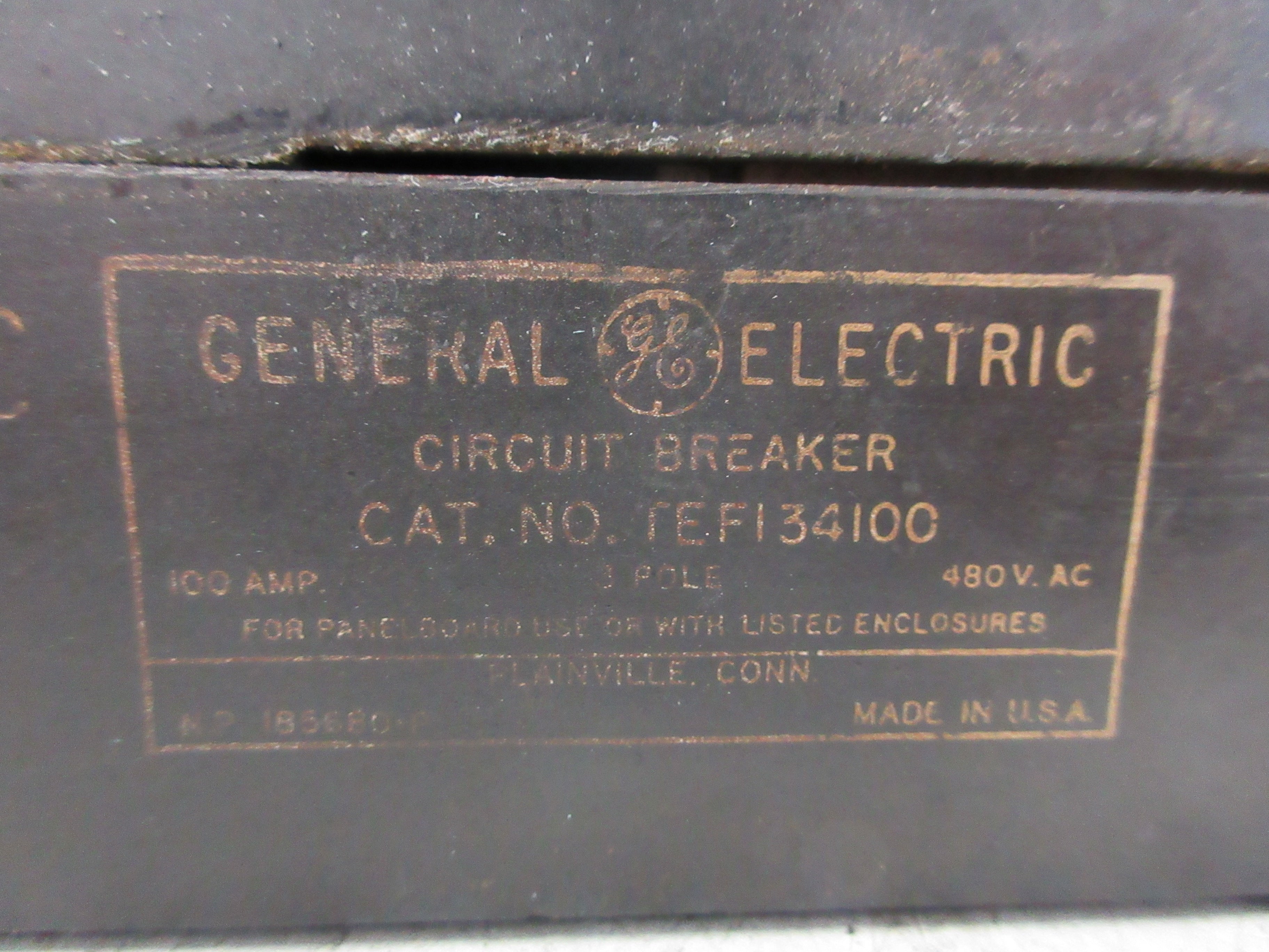 GE Circuit Breaker TEF134100 100A 480V 3P Used