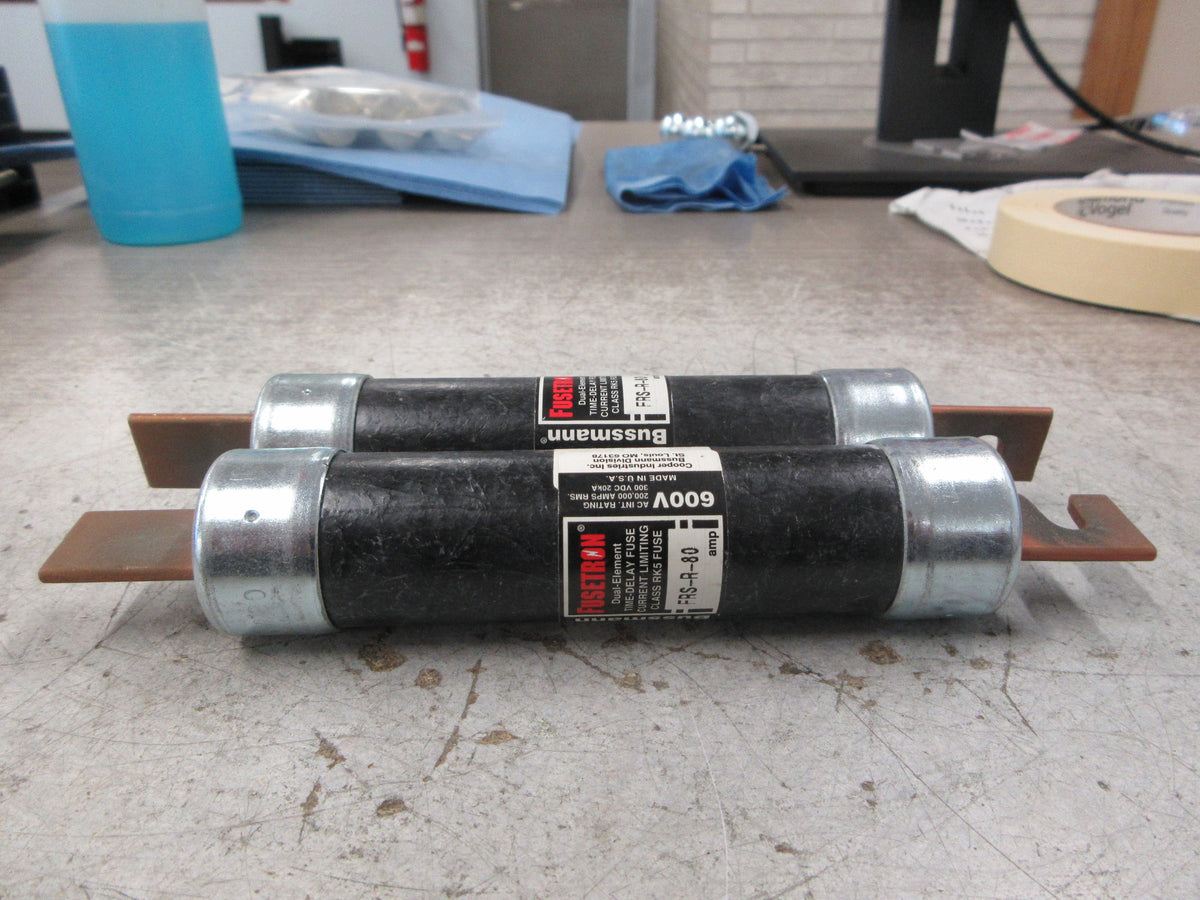 Bussmann Fusetron Fuse FRS-R-80 80A 600V *Lot of 2* Used