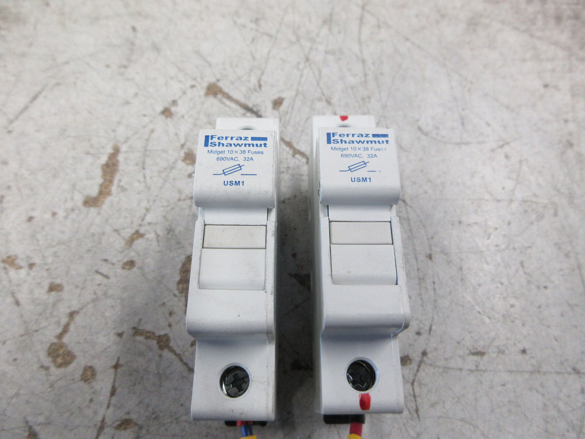 Ferraz Shawmut Ultrasafe Fuse Holder USM1 30A 800V 1P *Lot of 2* Used