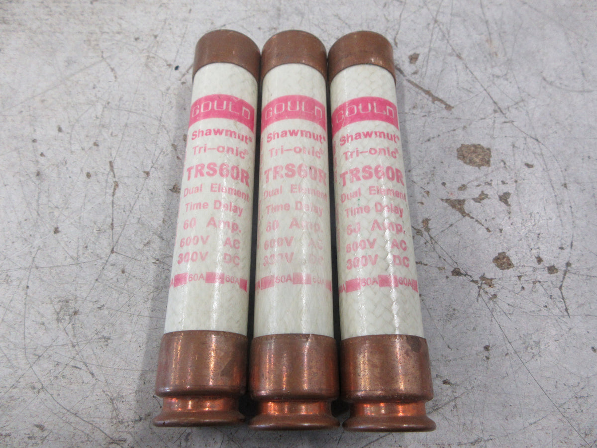 Gould Shawmut Tri-onic Fuse TRS60R 60A 600V *Lot of 3* Used