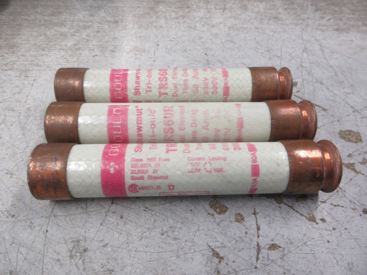 Gould Shawmut Tri-onic Fuse TRS60R 60A 600V *Lot of 3* Used