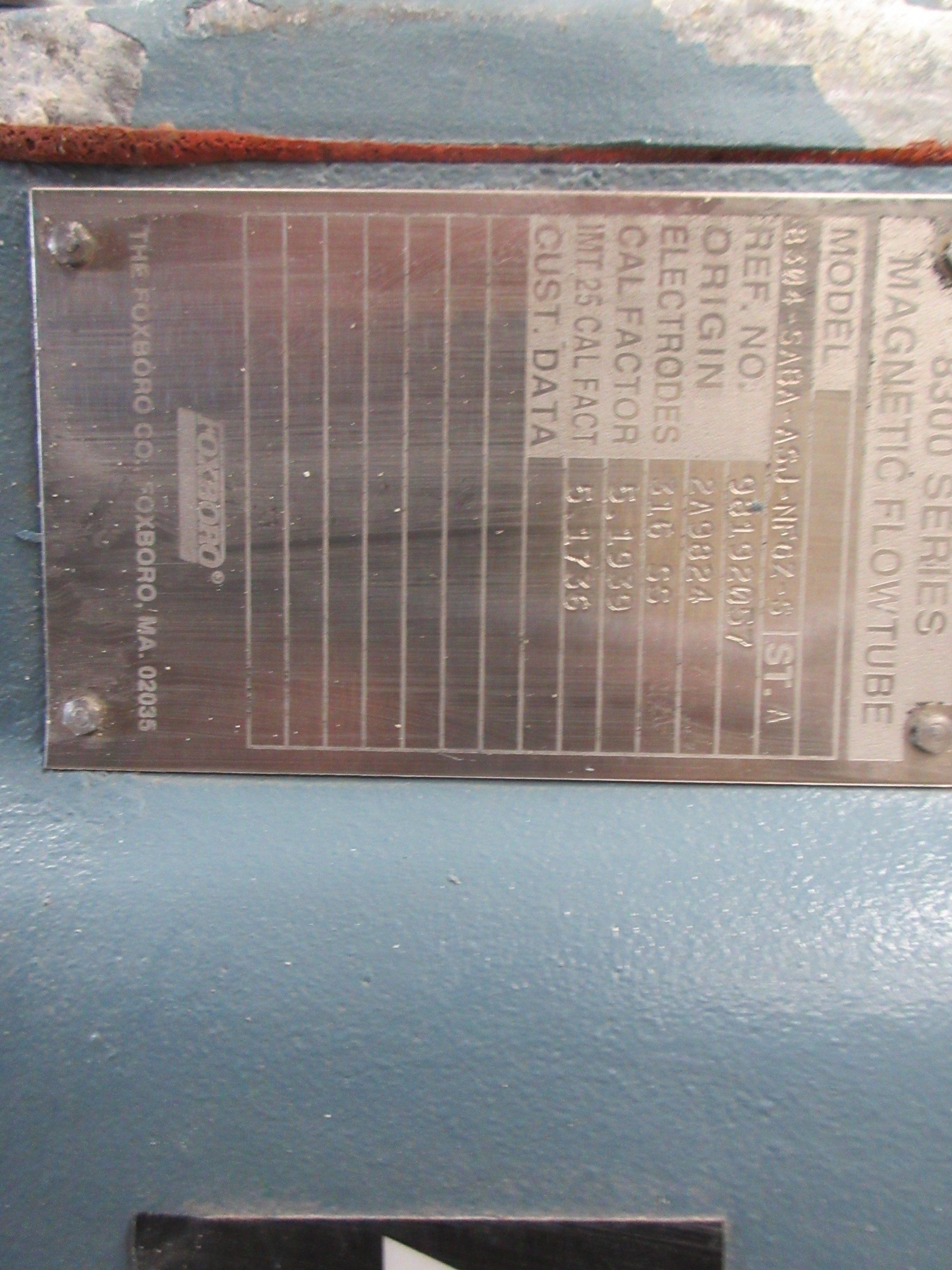 Foxboro 8300 Magnetic Flow Tube 8304-SABA-ASJ-NFGZ-S Electrodes: 316 SS Used