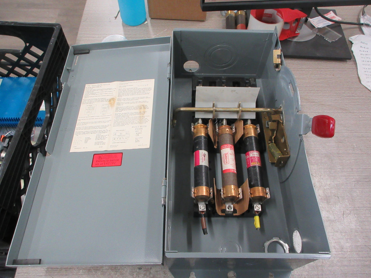 Westinghouse Fusible Safety Switch/Disconnect HFN362 60A 600V 3P Used