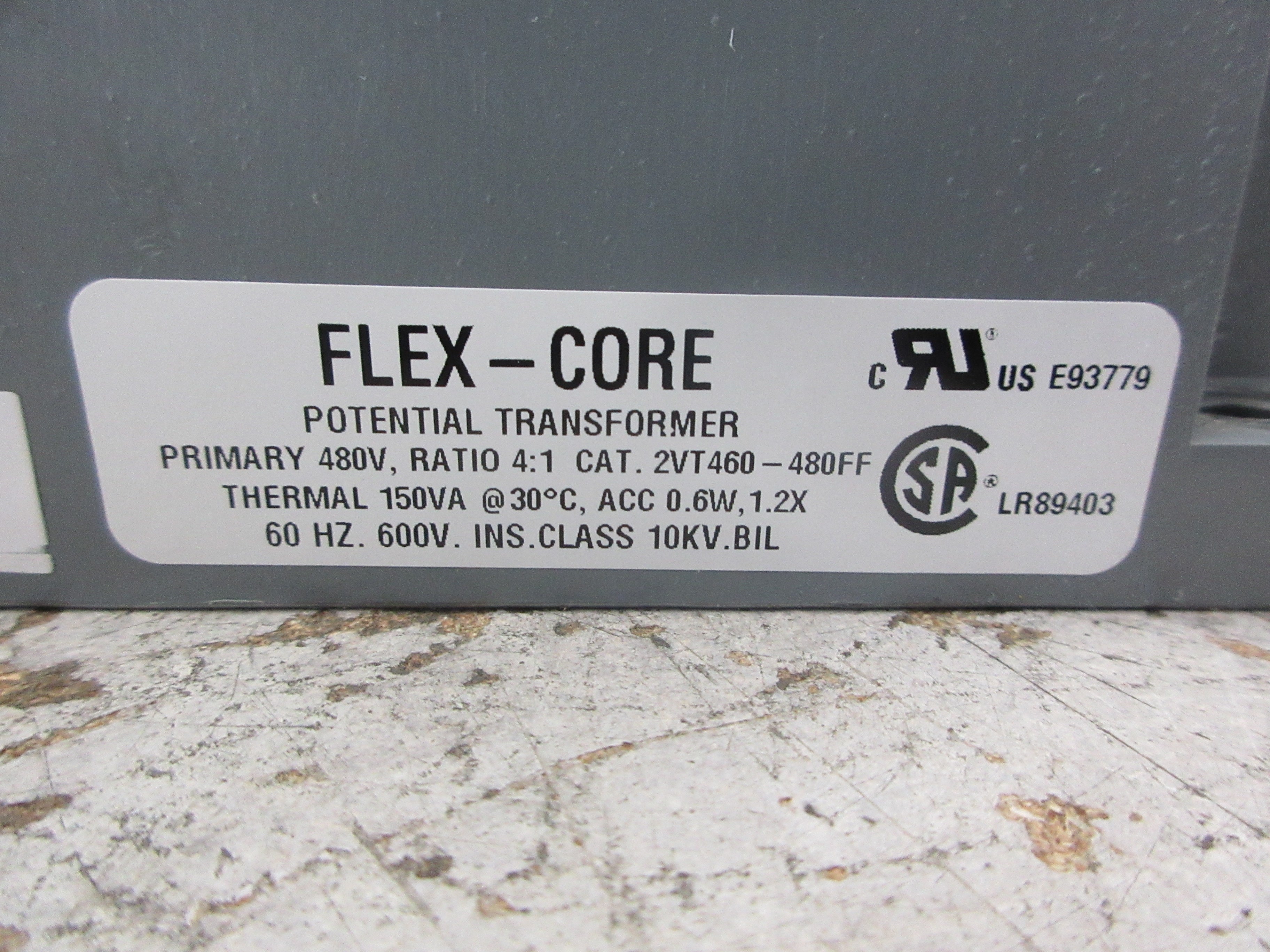 Flex-Core Potential Transformer 2VT460-480FF Pri: 480V Ratio 4:1 60Hz Used