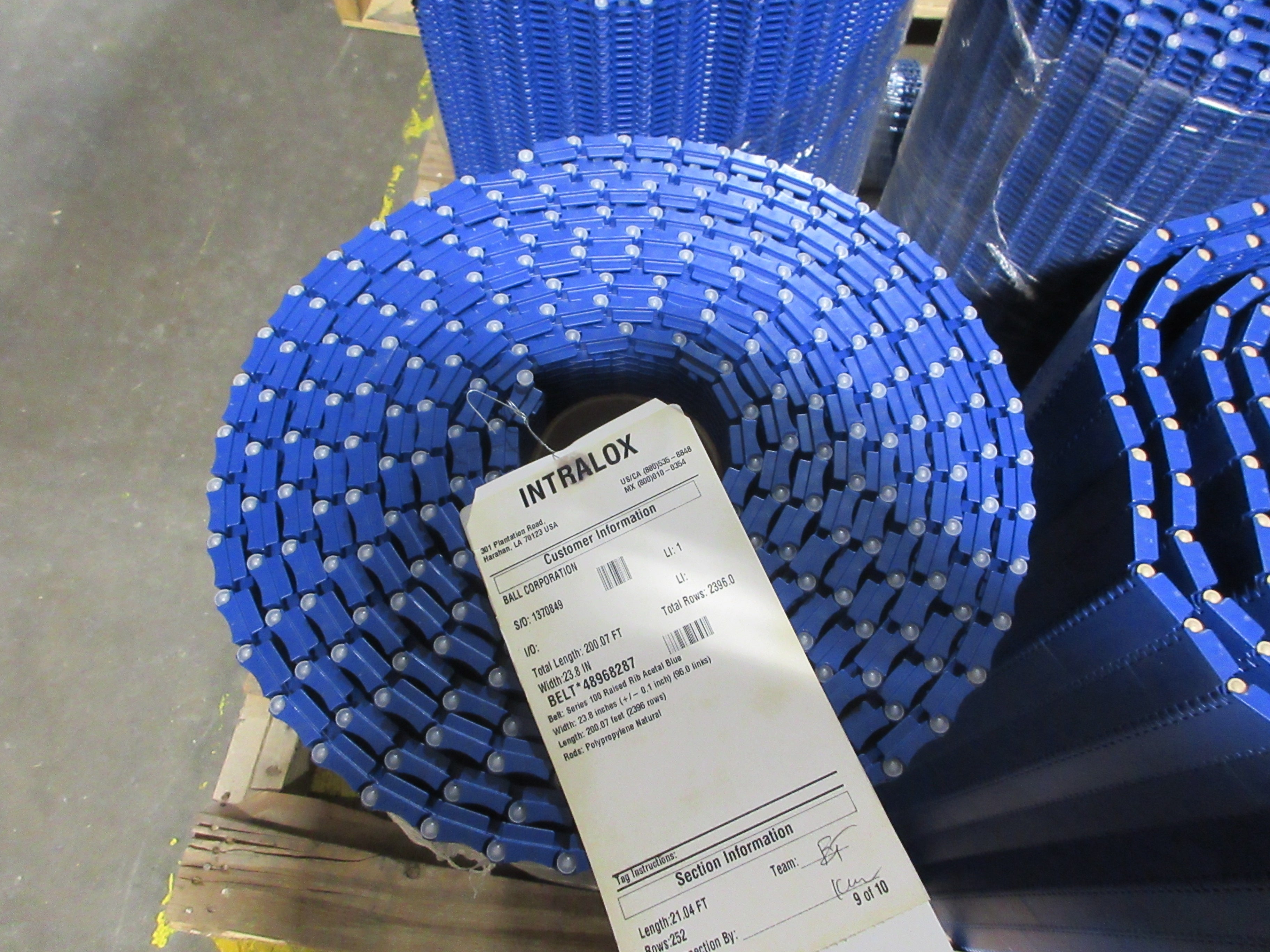 Intralox Series 100 Raised Rib Belt 48968287 Length: 21.04FT New Surplus