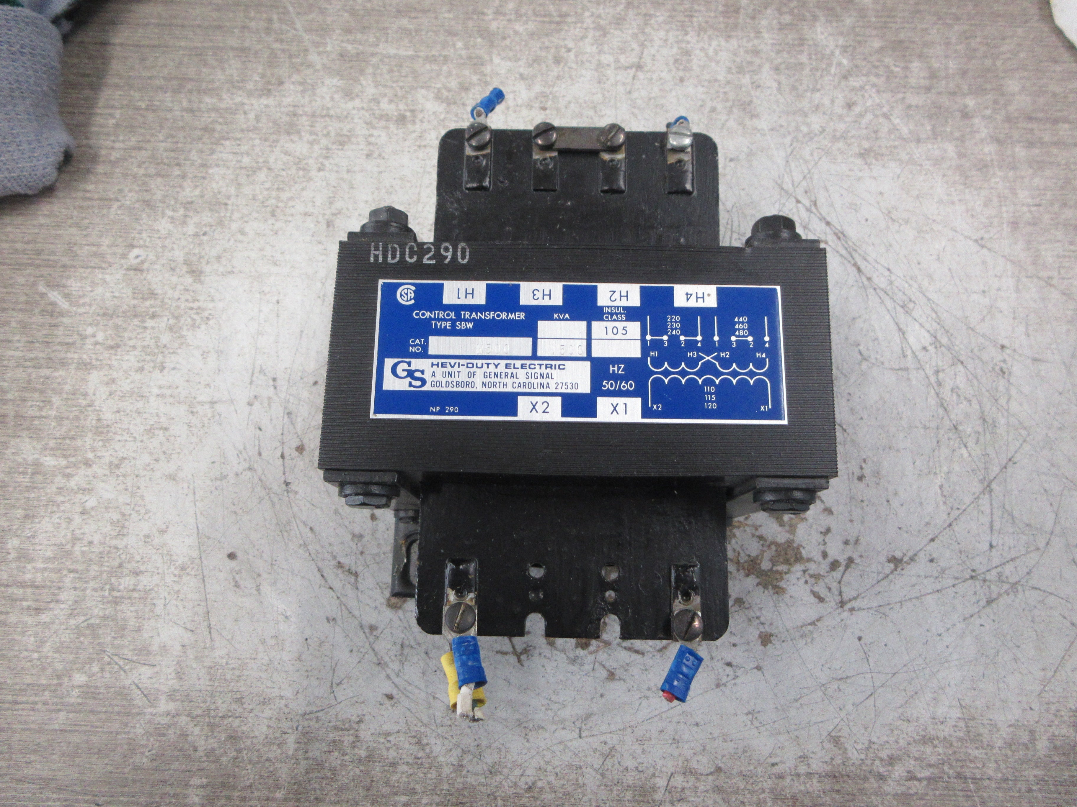 Hevi-Duty Type SBW Control Transformer W500 0.500KVA Pri: 240/480V Used