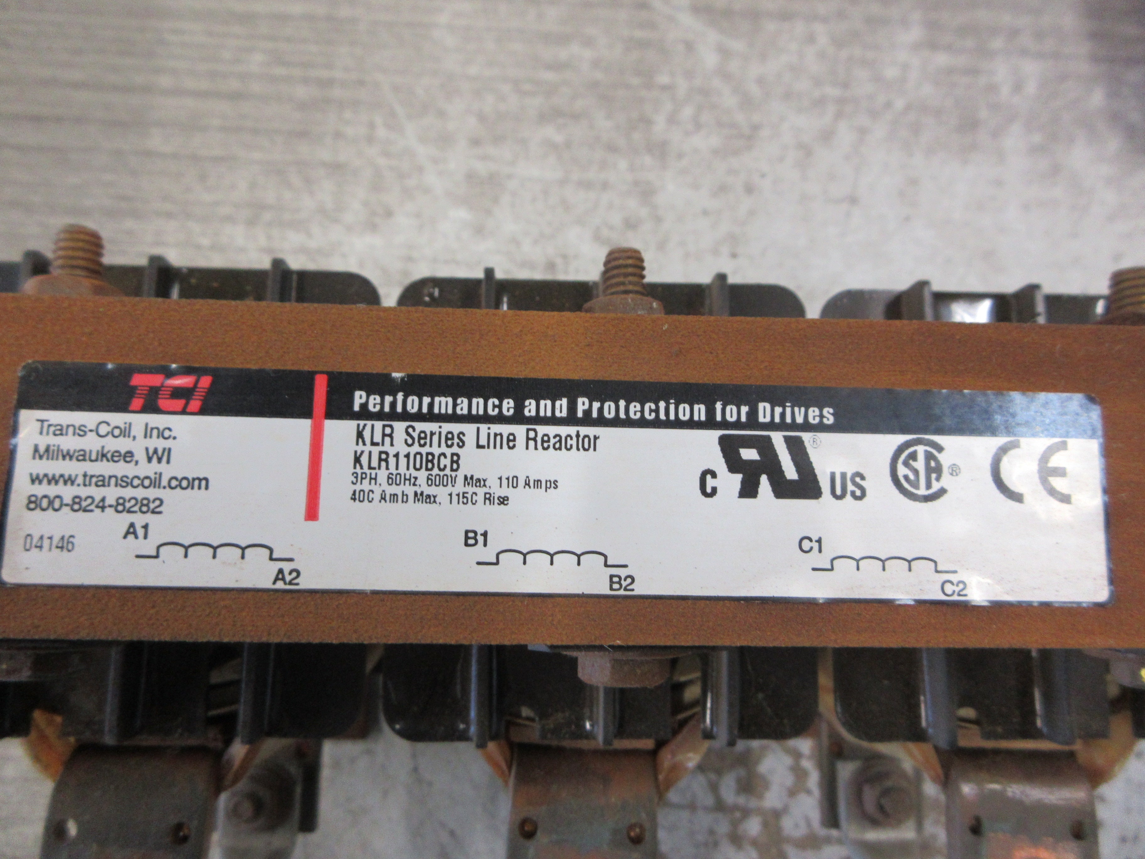 TCI KRL Series Line Reactor KLR110BCB 110A 600V 60Hz 3Ph Used