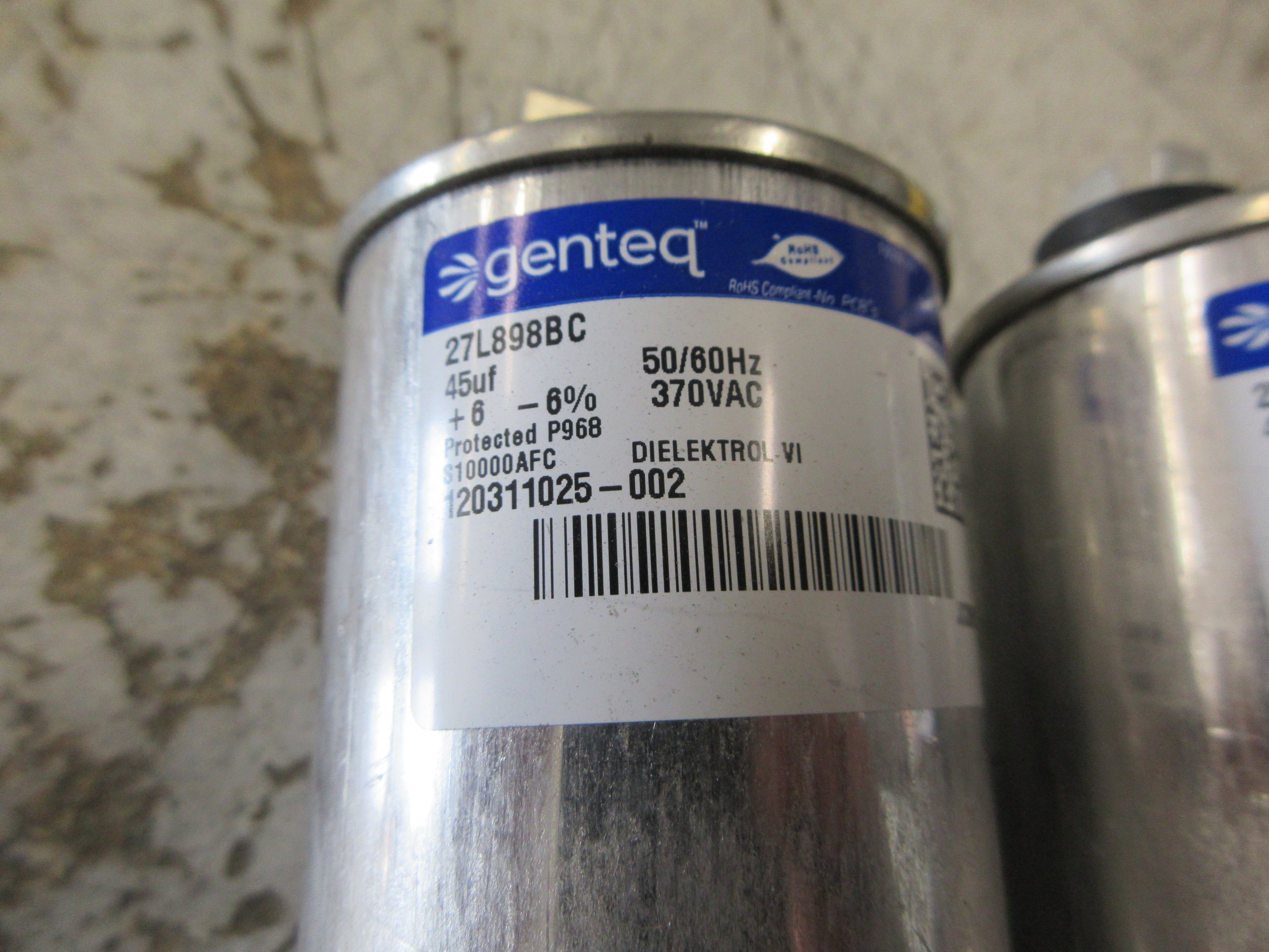 Genteq Capacitor 27L898BC 45uF 50/60Hz 370V *Lot of 2* Used
