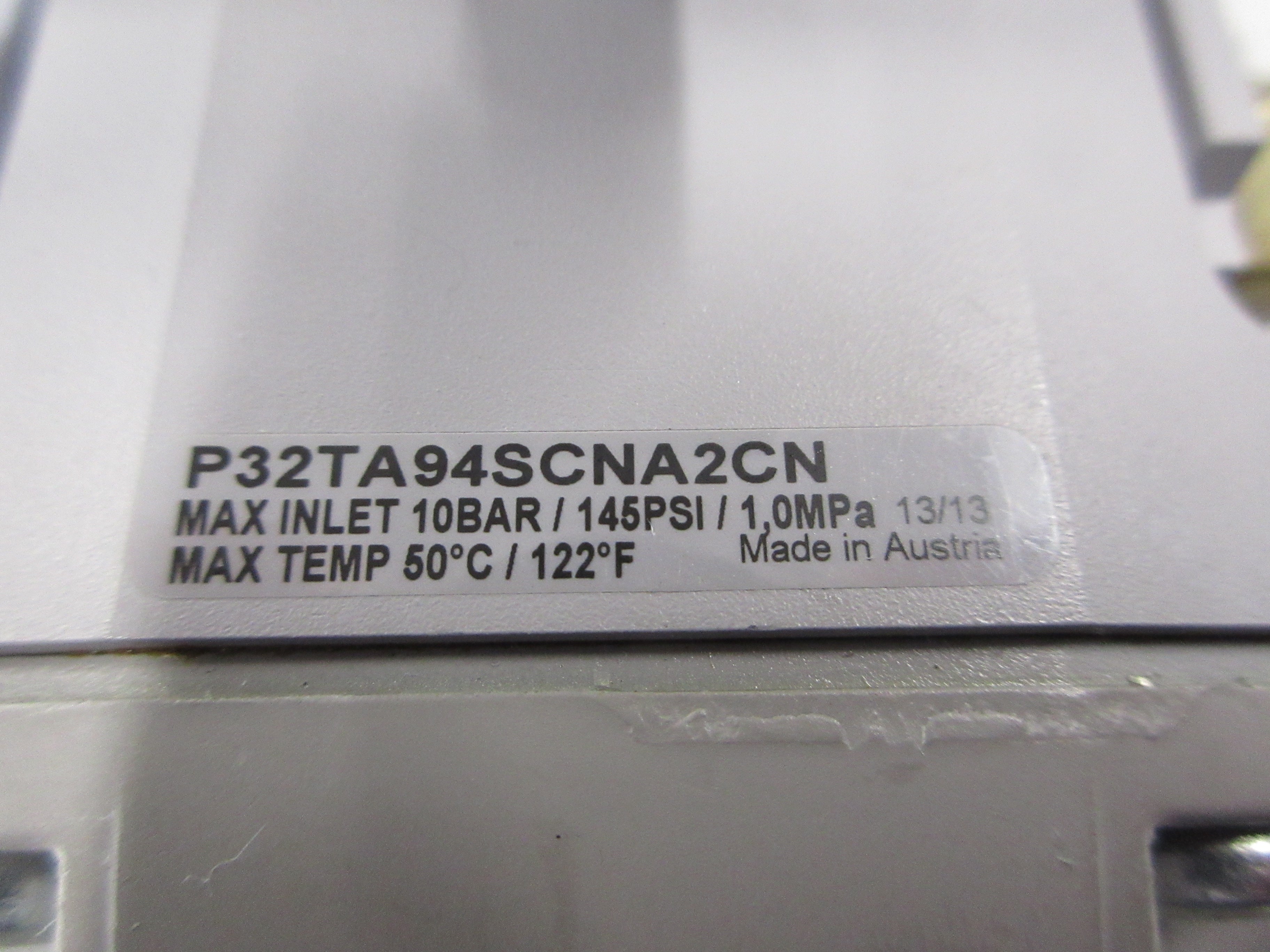 Parker Global FRL Soft Start/Dump Valve P32TA94SCNA2CN 145 PSI 122°F Used