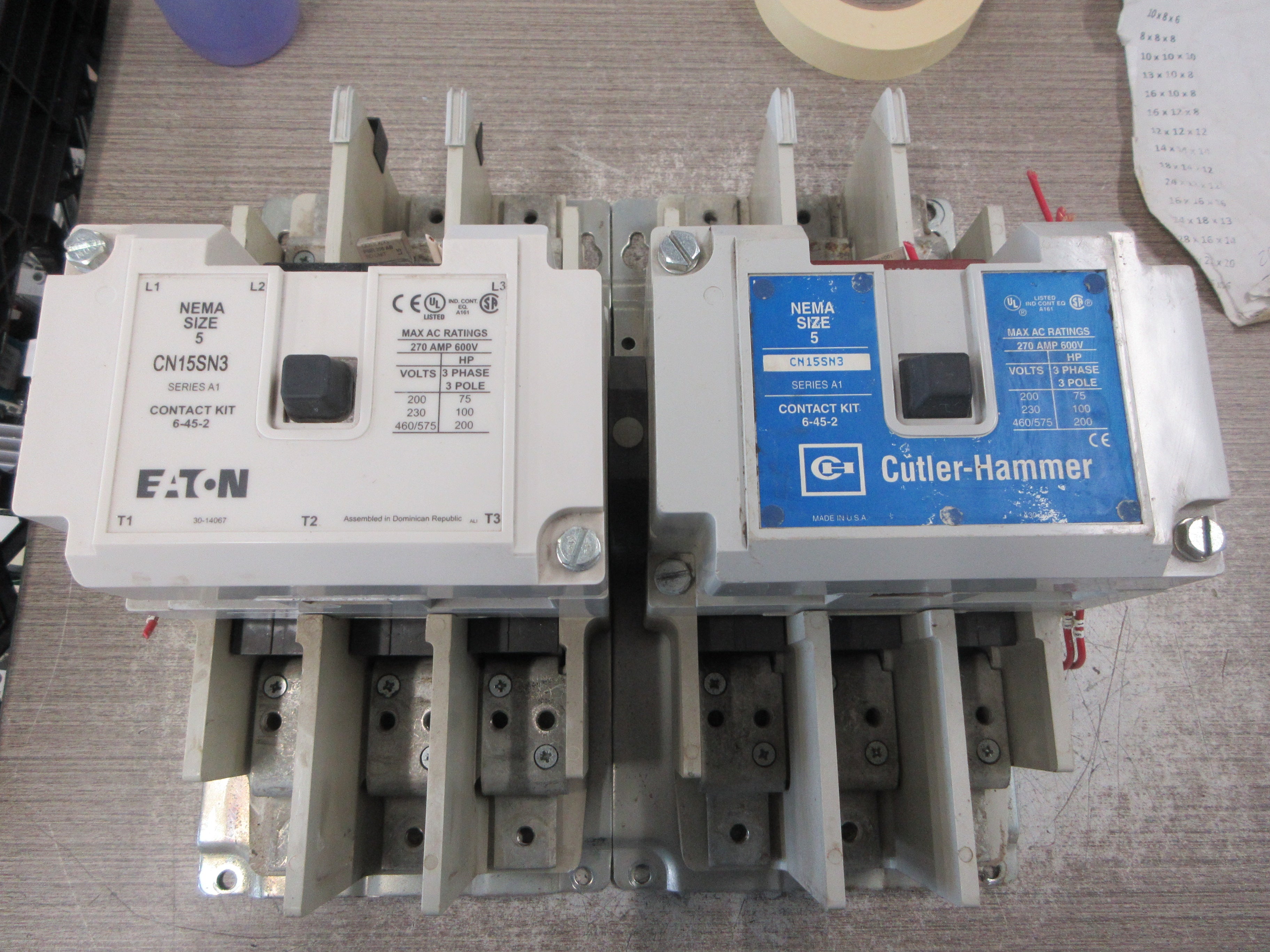 Eaton / Cutler-Hammer Size 5 Reversing Contactor CN15SN3 120V Coil 270A Used