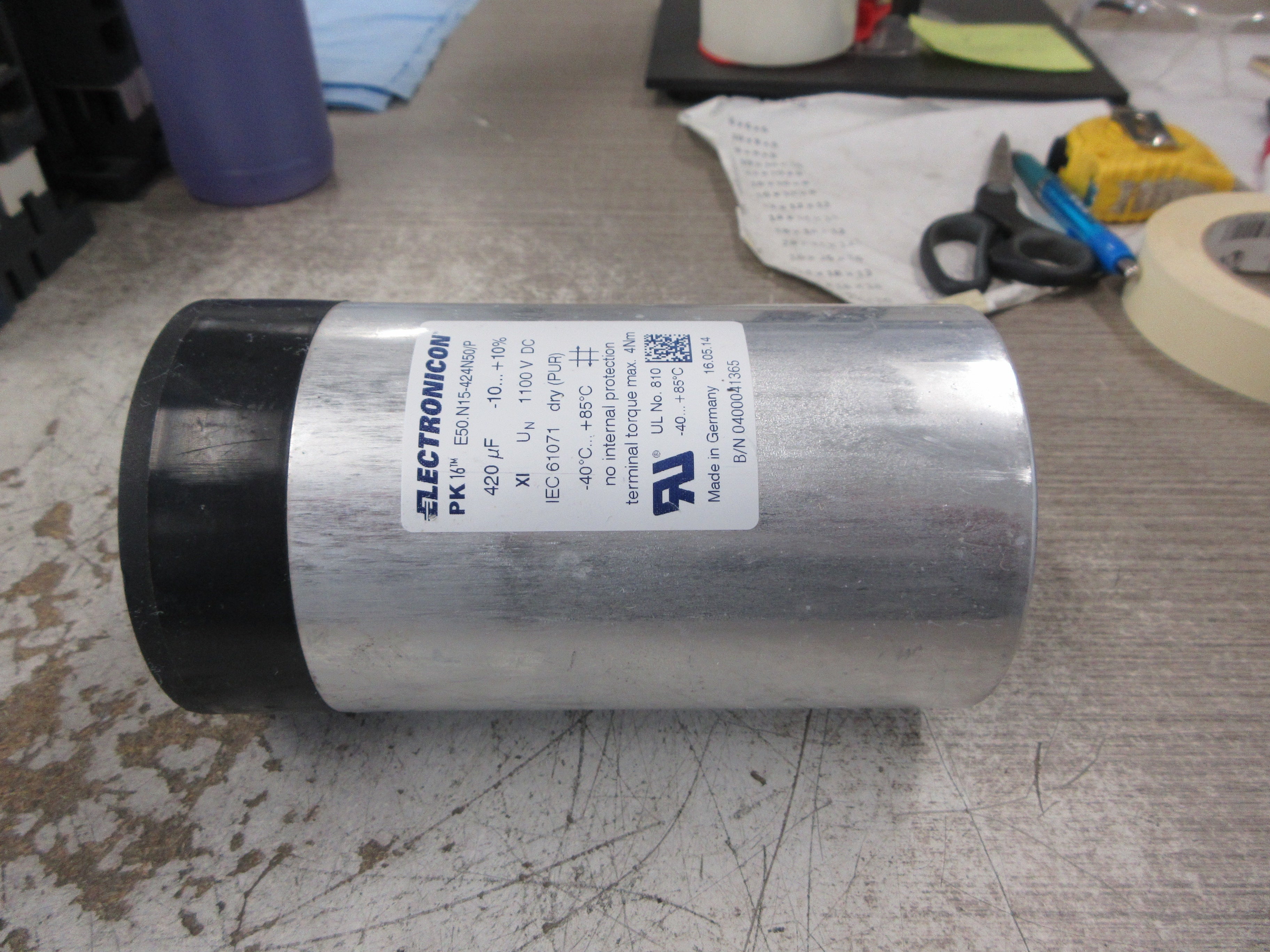 Electronicon PK16 Capacitor E50.N15-424N50/P 420uF 1100VDC Used