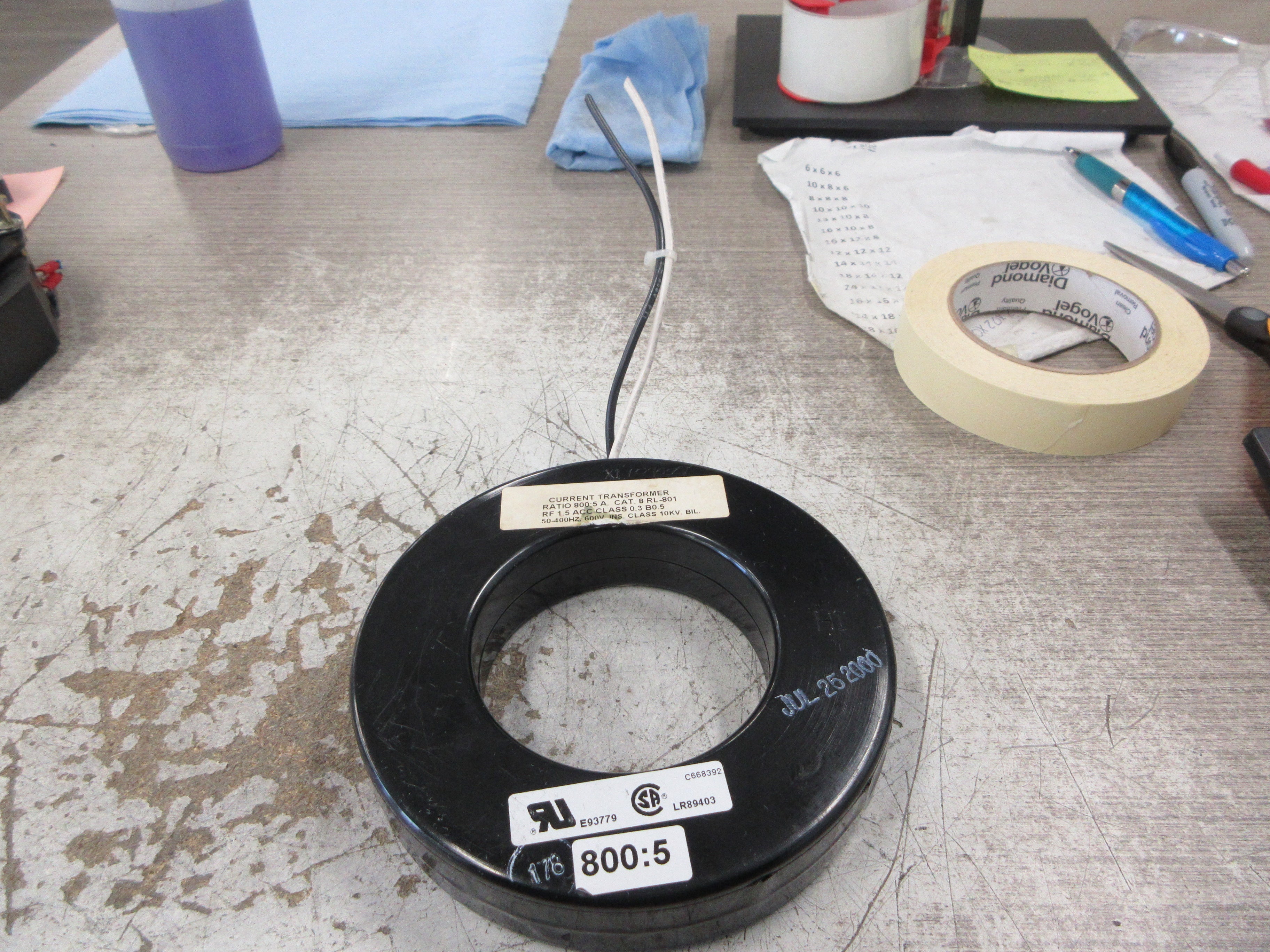 Electro-Meters Current Transformer 8RL-801 Ratio 800:5A 600V 50-400Hz Used