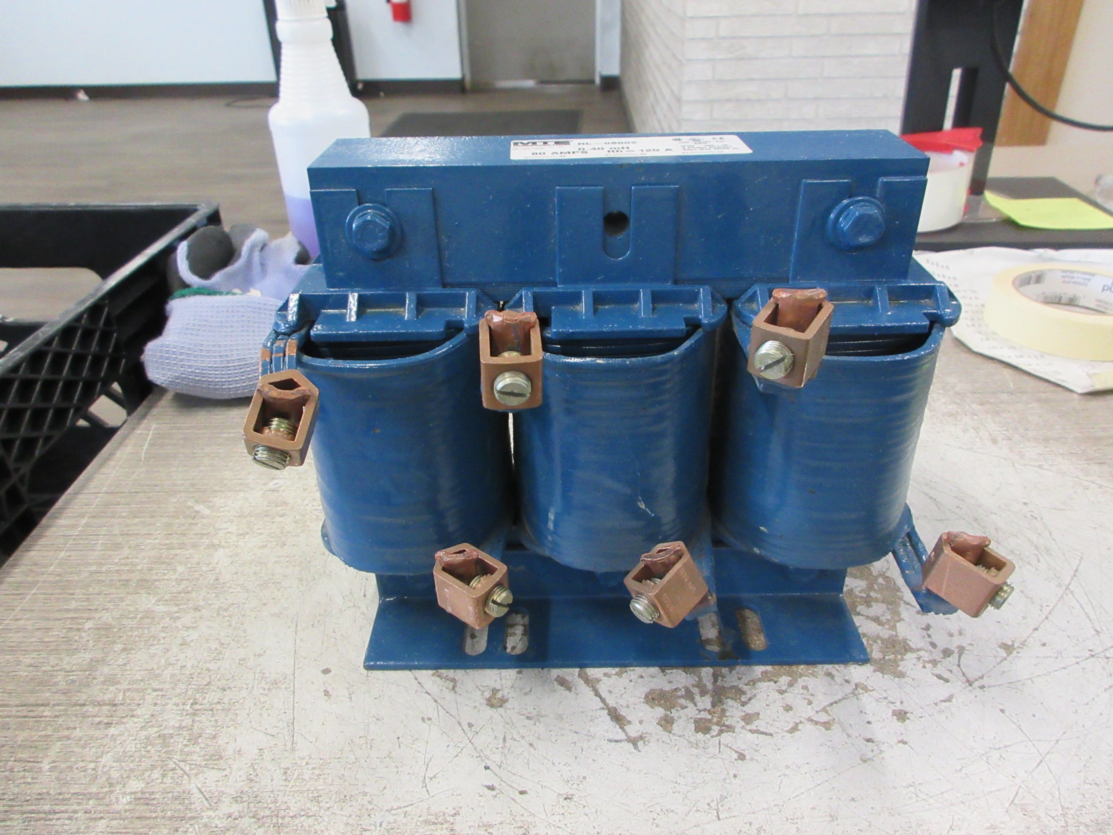 MTE 3Ph Line Reactor RL-08002 0.40mH 80A 690V 50/60Hz Used