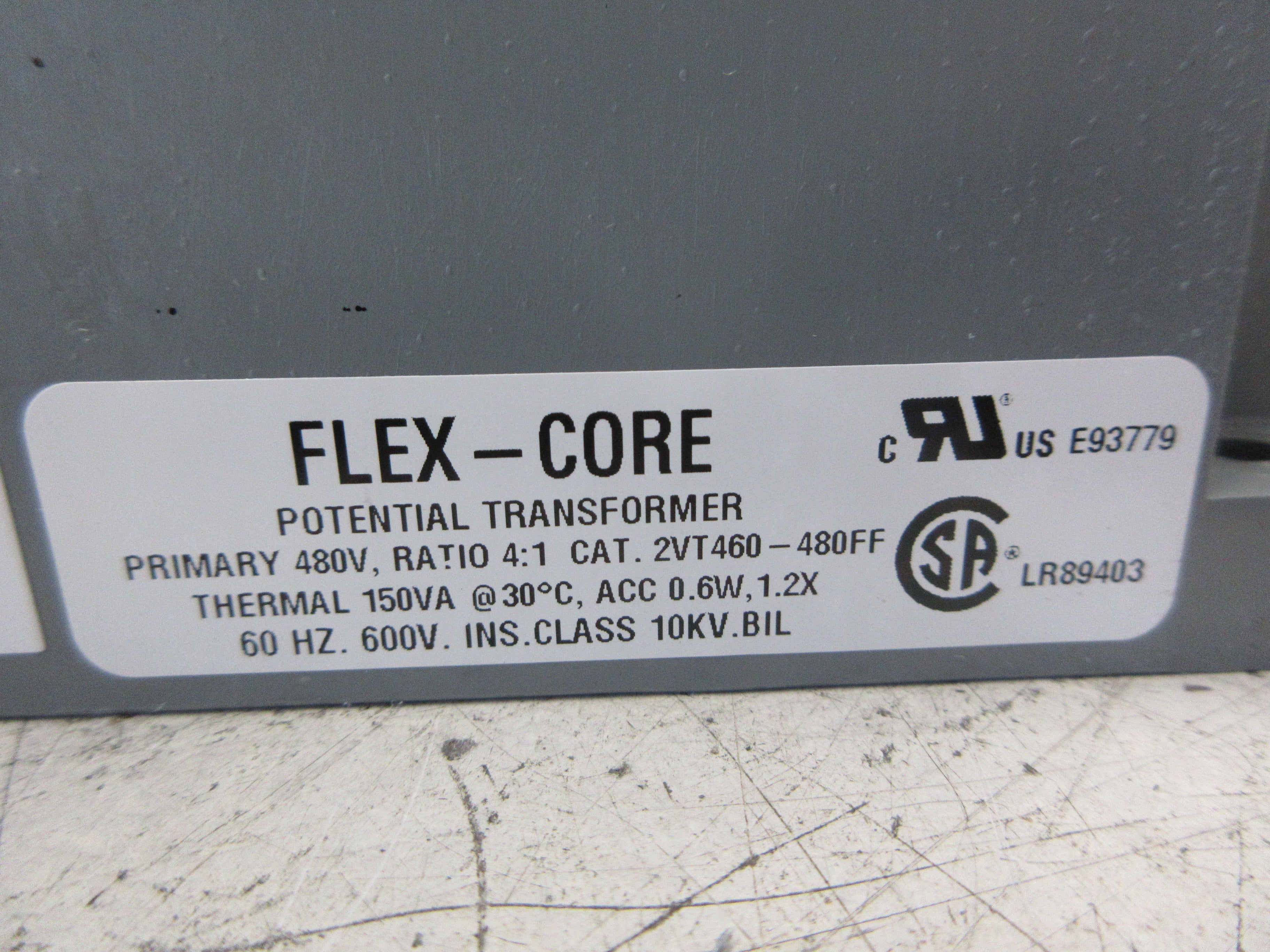 Flex-Core Potential Transformer 2VT460-480FF Pri: 480V Ratio 4:1 60Hz Used